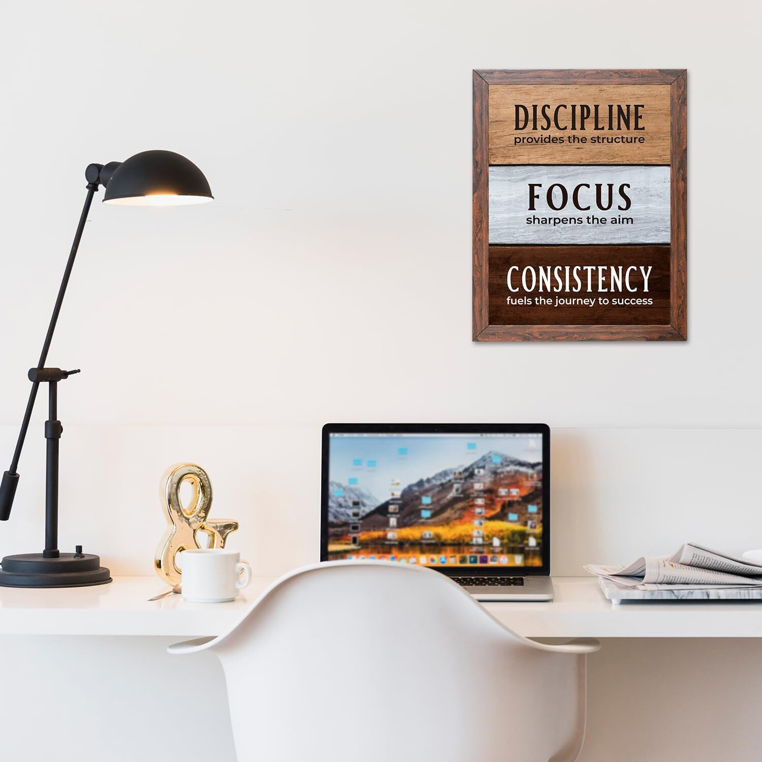 Chaka Chaundh -Discipline Provides The Structure Focus Sharpens The Aim Consistency Fuels The Journey To Success.Frames For Wall - Motivational Quotes Frames - Office Wall Frame - Student Quotes - (14 X 11 Inches)