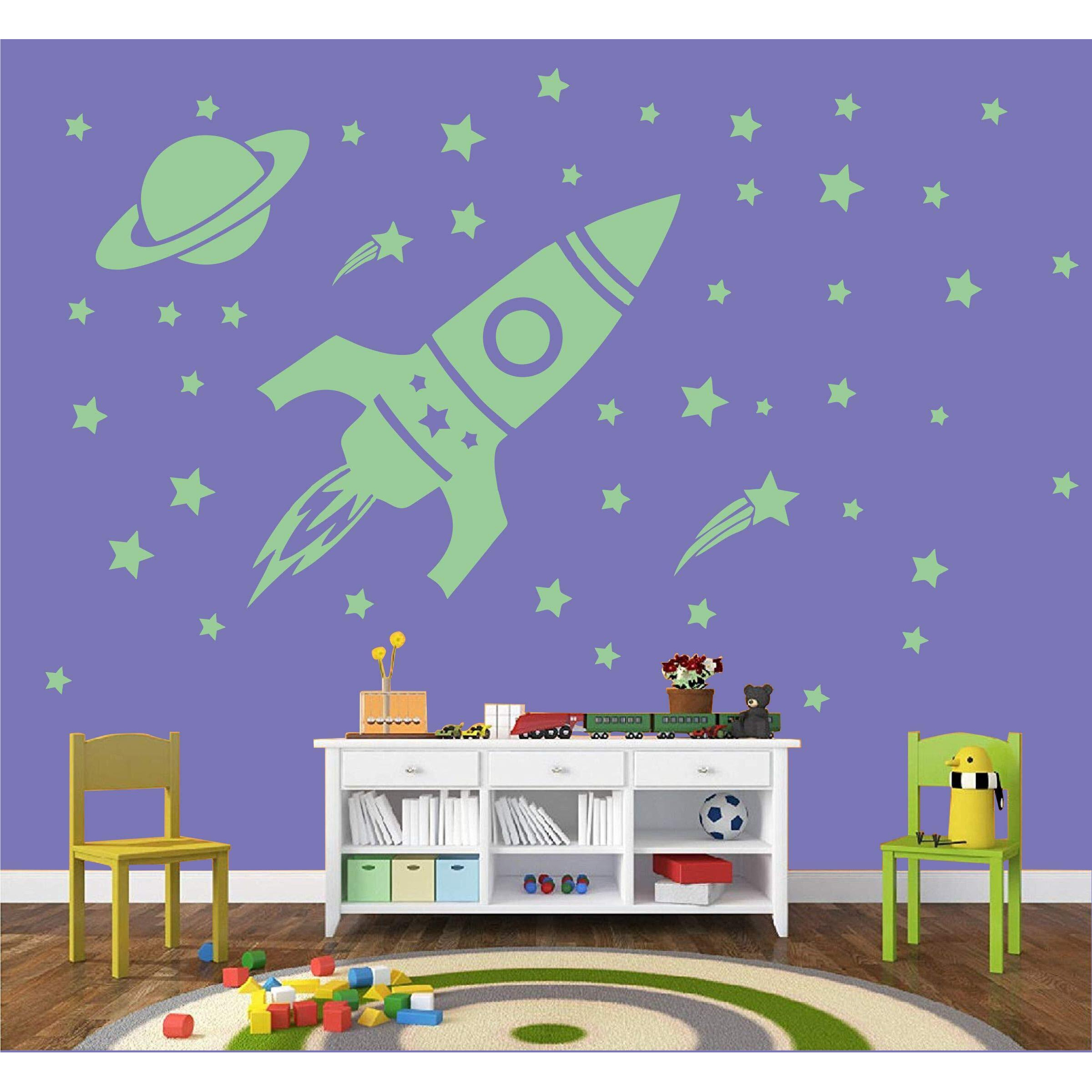 Dreamkraft Universe Night Glow Wall Sticker (51 Cm X 64 Cm)  Rangoli Floor Stickers For Door Entrance, Pooja Room, Home Decoration, Diwali Diya Stickers