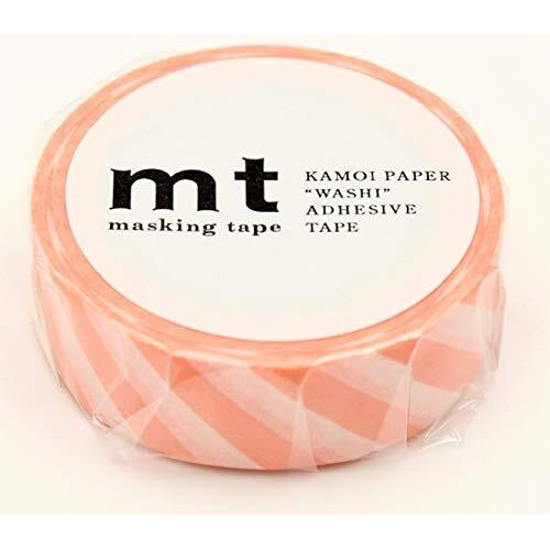 Mt Washi Masking Tape Stripe, 15 Mm X 10 Mtrs Shade - Salmon Pink, (Pack Of 1)