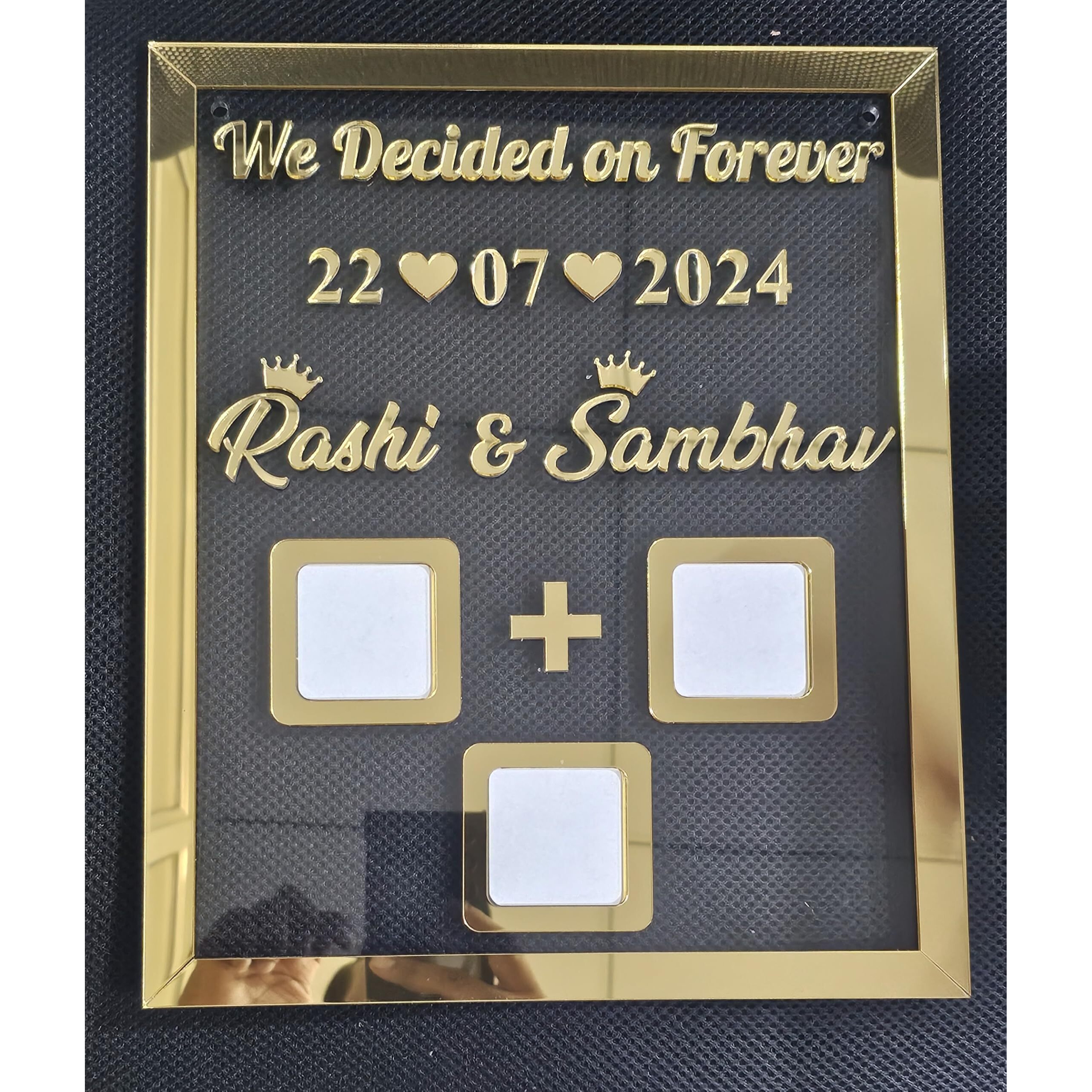 Ukani Thumb Impression Gift For Couple (Size 30 Cm X 25 Cm)| Wedding Thumb Print | Couple Gift| Finger Print Gift| Personalized Text | Golden Acrylic Design| Anniversary Gift