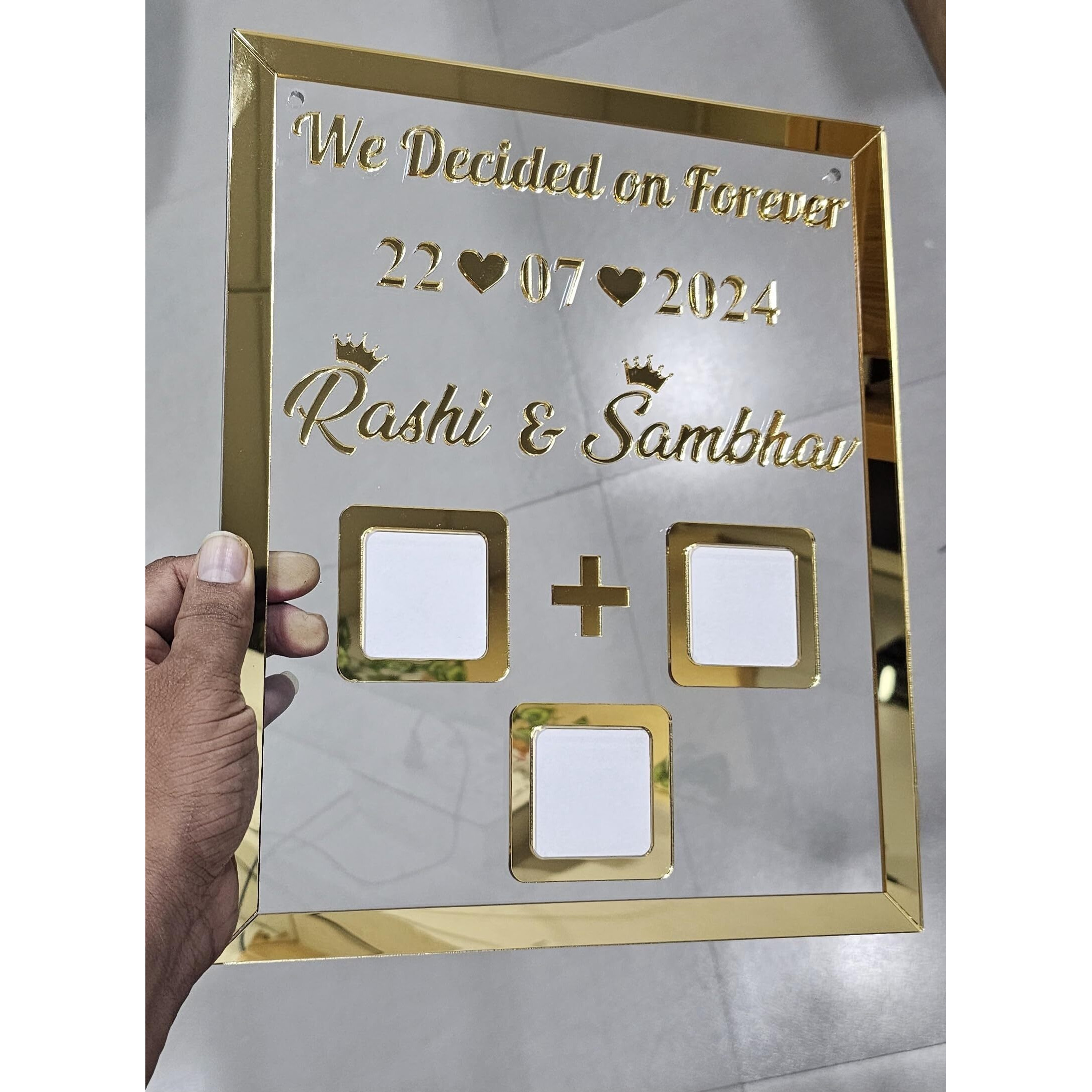 Ukani Thumb Impression Gift For Couple (Size 30 Cm X 25 Cm)| Wedding Thumb Print | Couple Gift| Finger Print Gift| Personalized Text | Golden Acrylic Design| Anniversary Gift