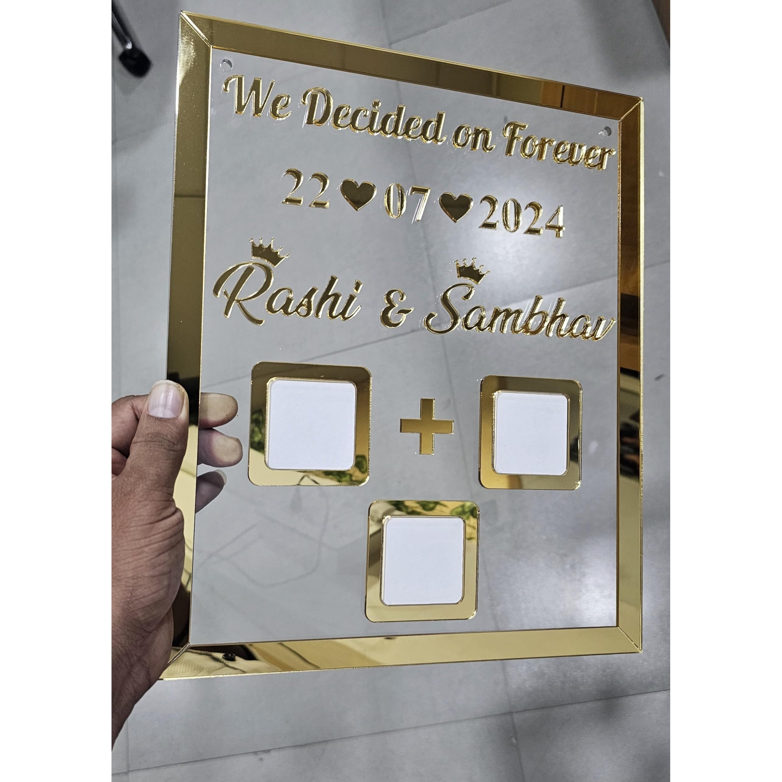 Ukani Thumb Impression Gift For Couple (Size 30 Cm X 25 Cm)| Wedding Thumb Print | Couple Gift| Finger Print Gift| Personalized Text | Golden Acrylic Design| Anniversary Gift