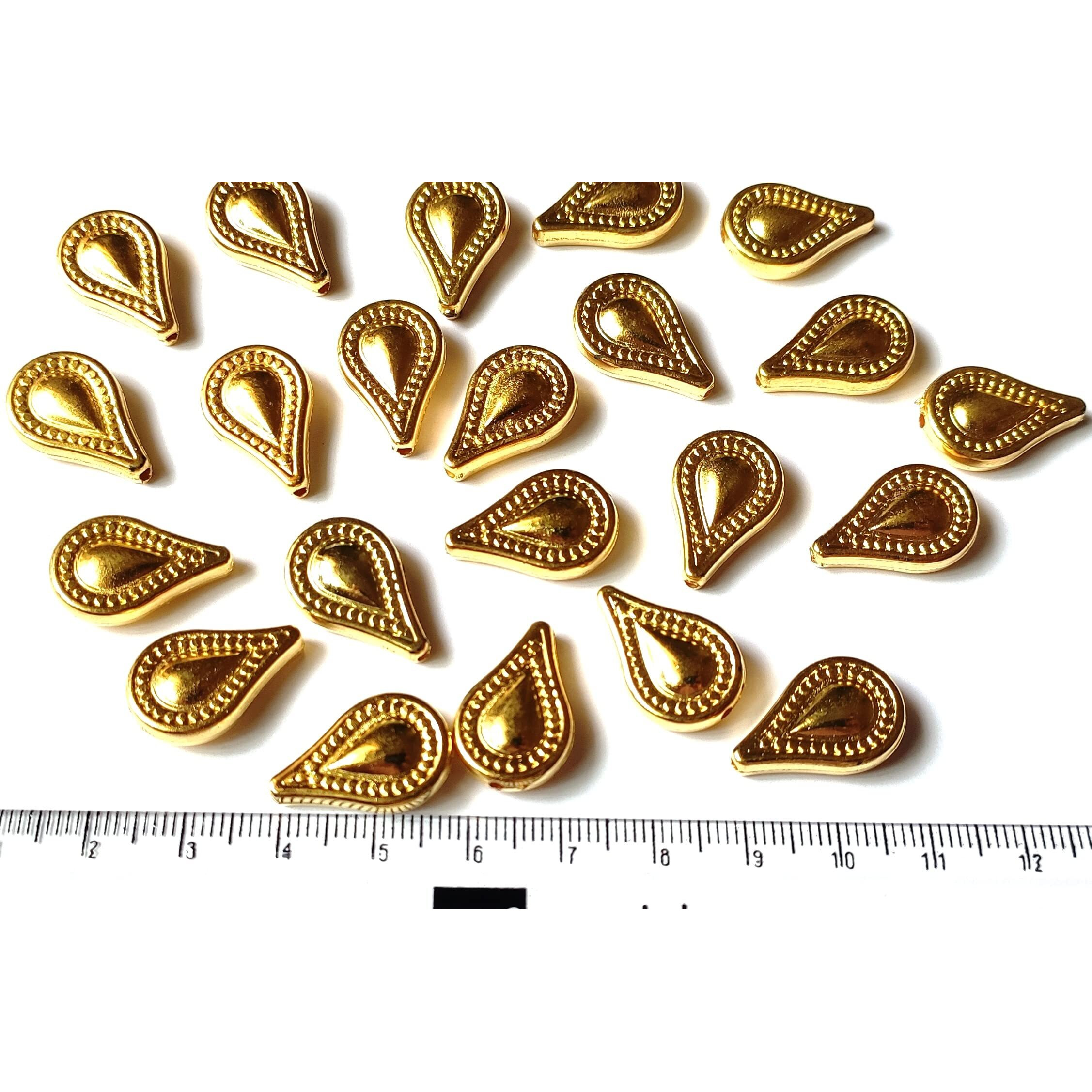 Gosetget Golden Drops (2Cms, 100 Pcs) Color Plastic Beads For Jewellery Making, Arts And Crafts Work, Necklace, Bracelet Earring Diy Kit (Big-Drop)