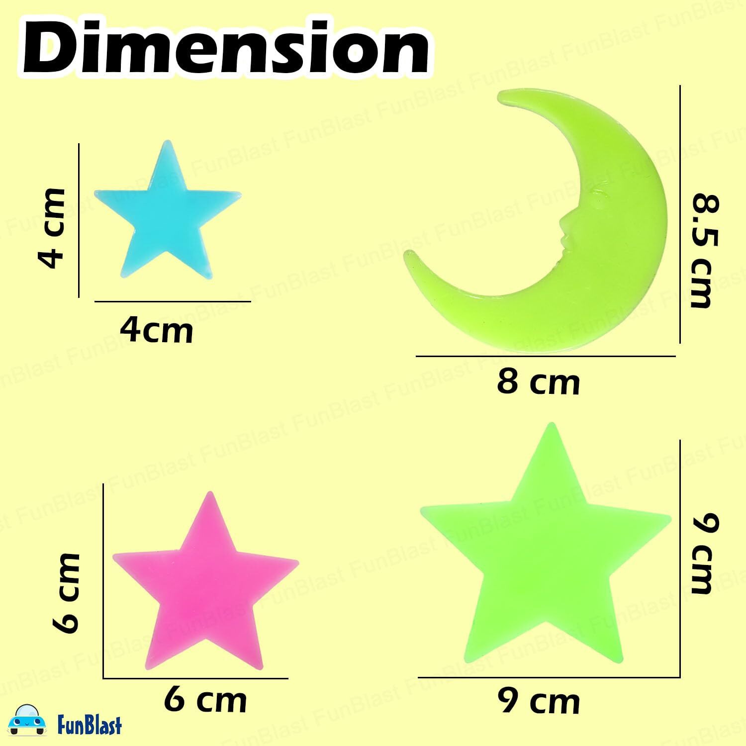 Funblast Glow In The Dark Radium Sticker  Moon & Stars Shaped Fluorescent Night Radium Wall Ceiling Stickers, Decoration Stickers, Room Decoration Stickers  26 Pcs