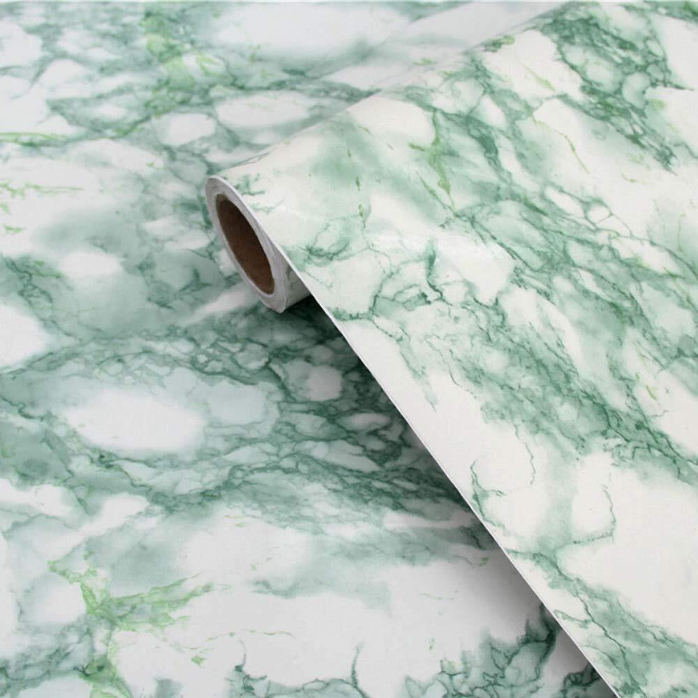 Univocean Green White Granite Look Marble Wall Stickers, Self Adhesive Vinyl Peel And Stick Pvc Wall Papers (60Cm X 500Cm)