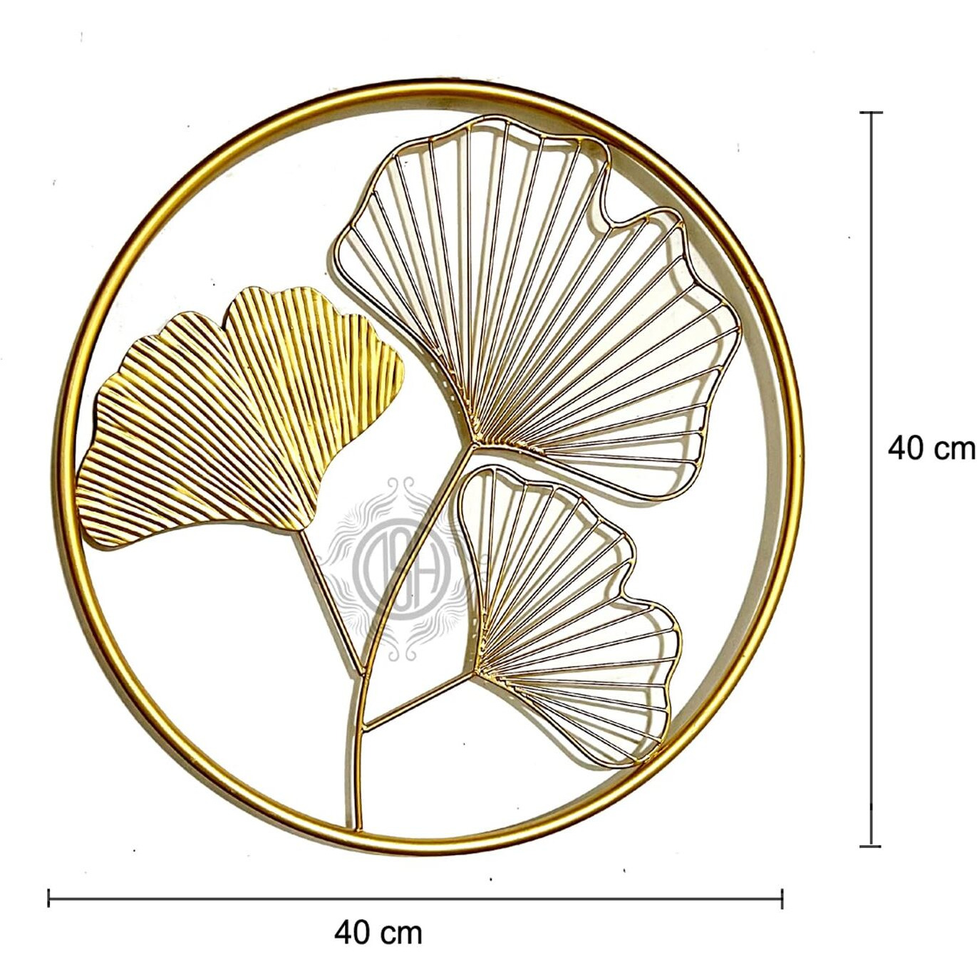 Dsh Crafting Your Curiosity Metal Round Shaped Beautiful Leaf Wall Decor Wall Arts Perfect For Living Room (Design - 3 (3 Leaf))(Gold)