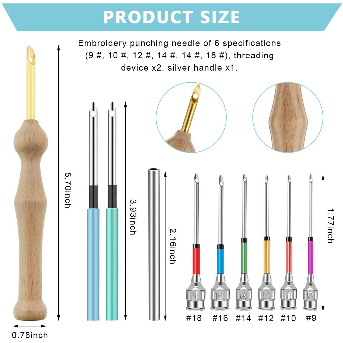Hasthip 12Pcs Punch Needle Set For Women Girl,Embroidery Beginner Kit With Punch Needles Sewing For Needle Diy Sewing