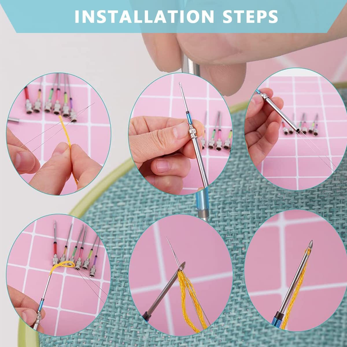 Hasthip 12Pcs Punch Needle Set For Women Girl,Embroidery Beginner Kit With Punch Needles Sewing For Needle Diy Sewing