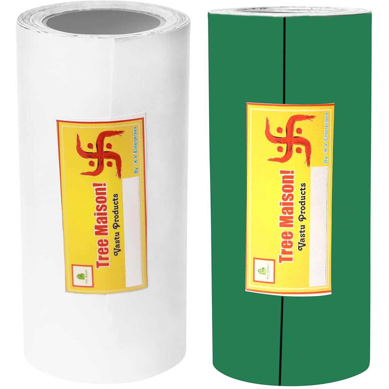 Treemaison Vastu Combo Of White-Green Color Tape |Size - 4 Inch| Length- 10 Feet (Approx) |Vastu Remedy For Toilet | Main Door Entrance | Tape Remedy | (Pack Of 2)