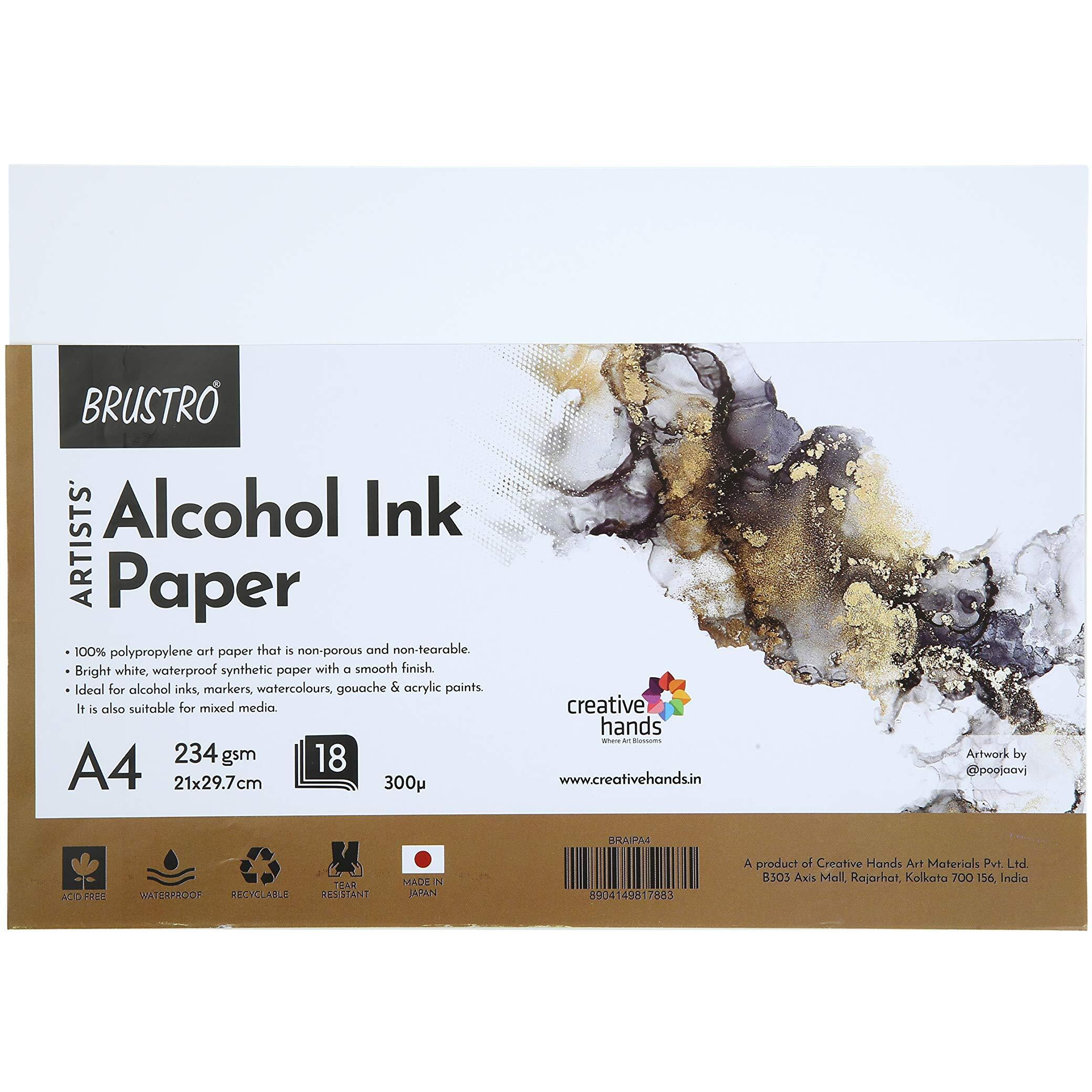 Brustro Artists Alcohol Ink Paper 234 Gsm, 300 Micron, Size - A4 (Pack Of 18 Sheets)