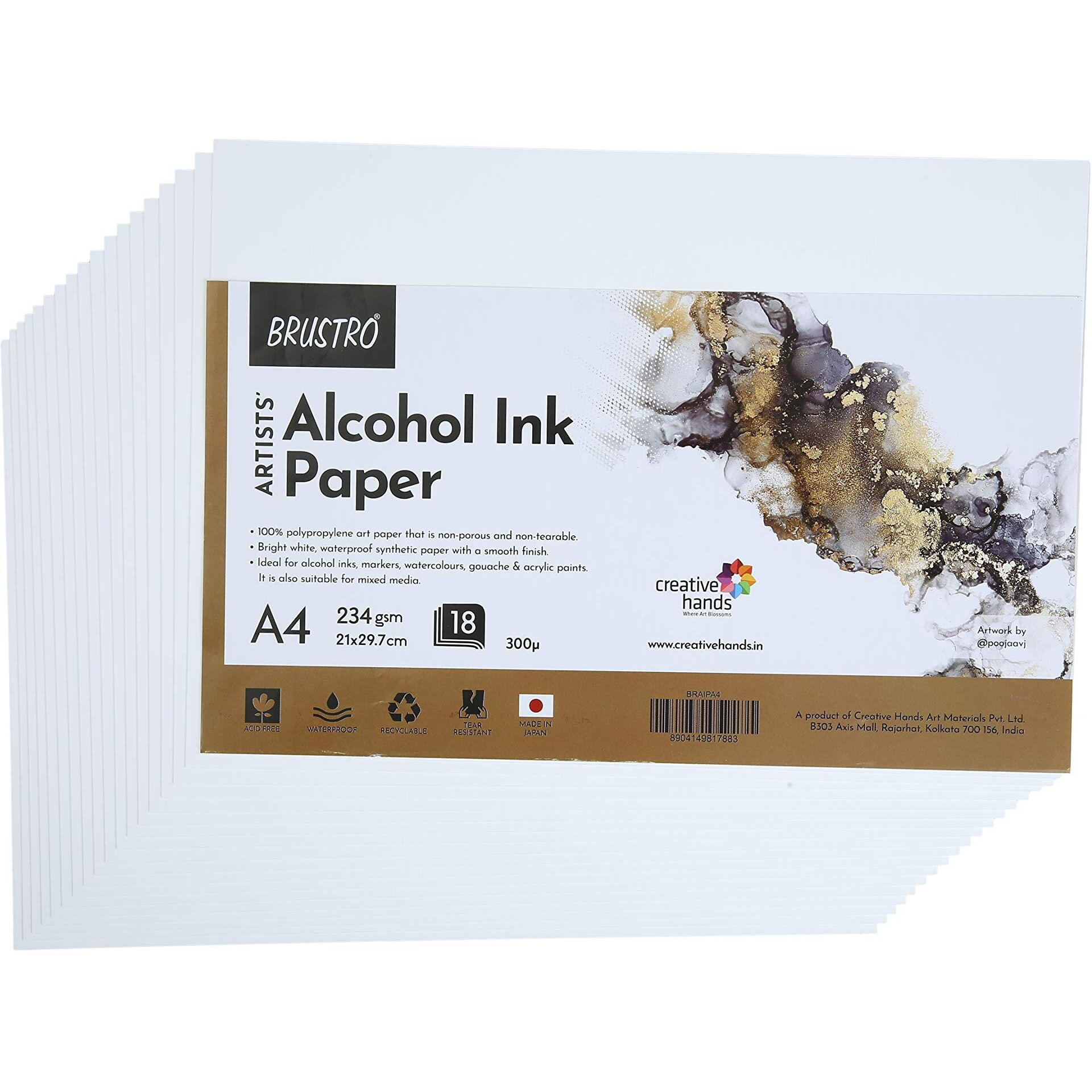 Brustro Artists Alcohol Ink Paper 234 Gsm, 300 Micron, Size - A4 (Pack Of 18 Sheets)