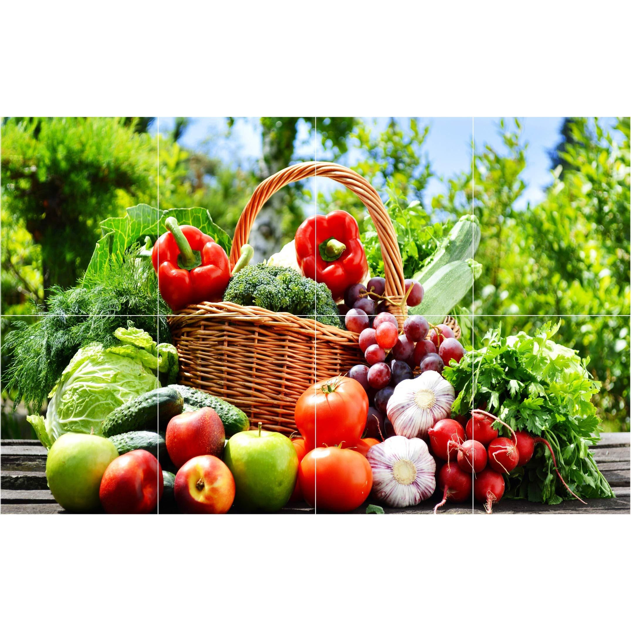 Sticker Yard Vinyl Veg And Fresh Fruits Wall Sticker, 46 X 68 Cm, Multicolour