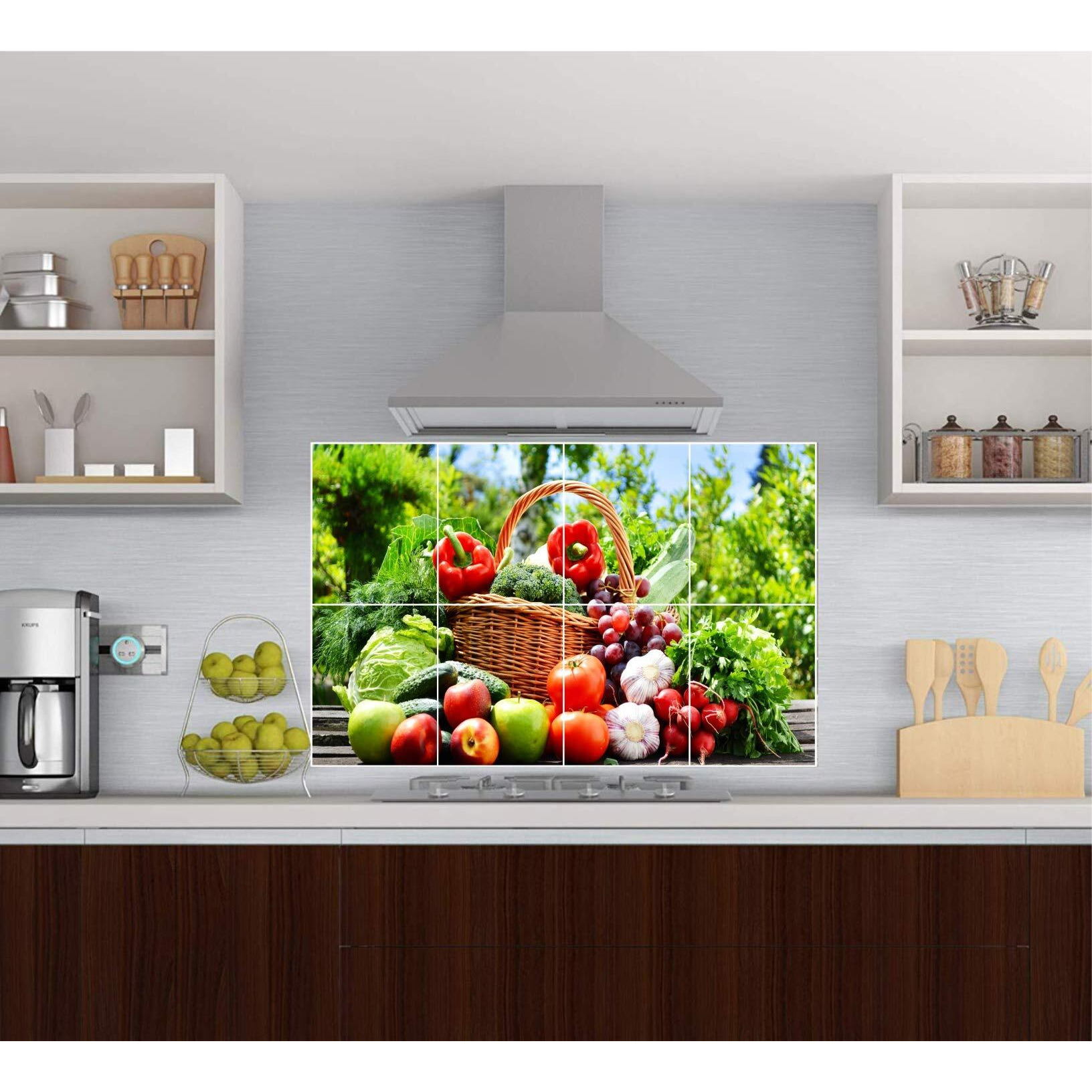 Sticker Yard Vinyl Veg And Fresh Fruits Wall Sticker, 46 X 68 Cm, Multicolour