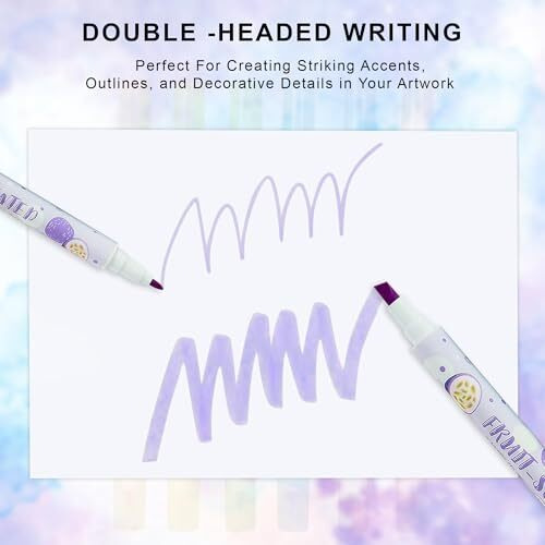 Glun 2 In 1 Tip Fruity Fregnense Marker Or Pen Tip, Self-Outline Neon Colour Markers, 6 Shades Bullet Journal Pens & Neon Shades Pens For Card Making, Drawing, And Diy Art Crafts For Kids