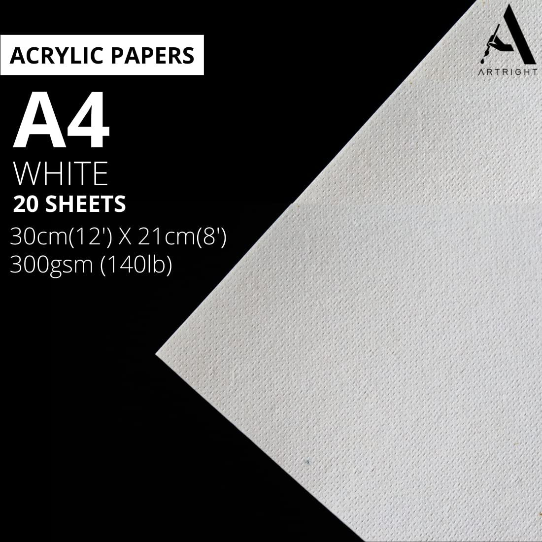 Artright White Net Handmade Papers (280 Gsm) Ultra Premium Fine Textured Dotted Handmade Watercolor Papers For Watercolour, Acrylic, Ink And Mixed Media (A4-20)