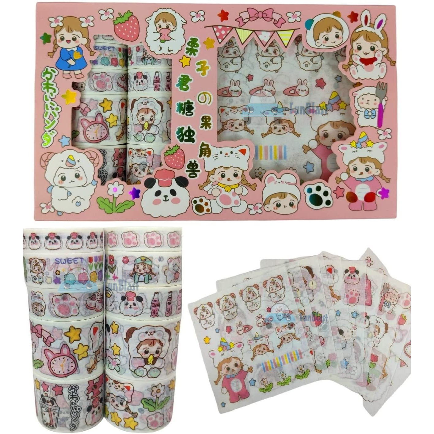 Funblast Washi Tape Set, Cute Washi Tape Set, Designer Decorative Masking Tapes For Diy Crafts Arts Scrapbooking Bullet Journal Planners Multicolor