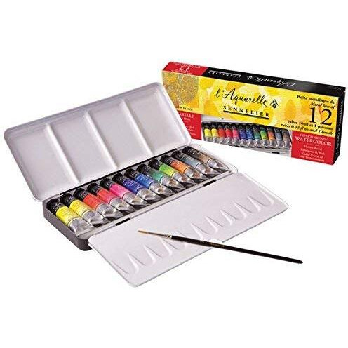 Sennelier L'Aquarelle French Artists' Watercolour - Metal Box Of 12 Tubes