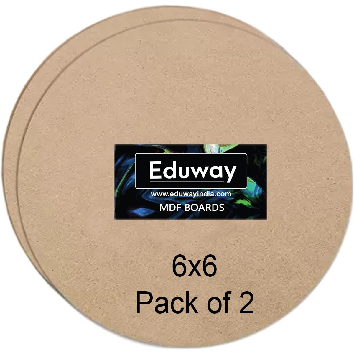 Eduway 6 Inch Round Mdf Board For Mandala, Lippan, Resin Art & Craft, 4Mm Thick,Pof 2 Premium Cardboard Material For Artists, Art & Craft - Hard Cutout In Small And Large Sizes (15X15 Cms)