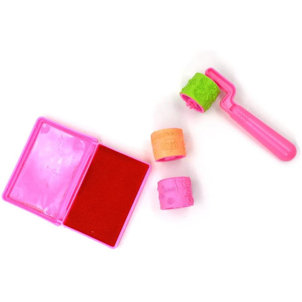 Crackles Rolling Stamp For Kids Boys & Girls/Handle Wheel Roller Stamp With Inkpad Diary Diy Stamp Set Creative For Diy Scrapbooking Card Making Kids Return Gifts Pack Of 6. Random Designs