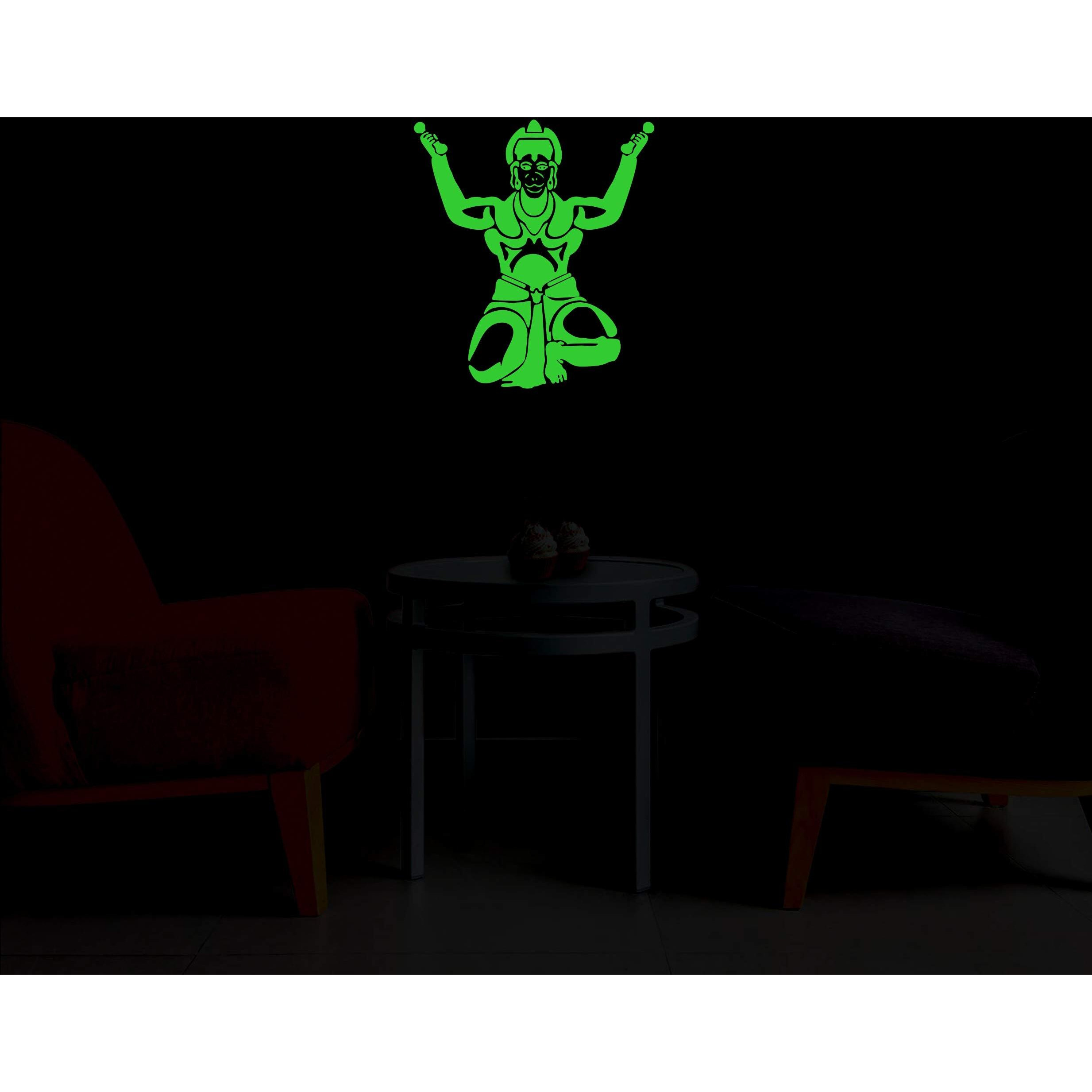 Monk Wish Glow In The Dark Hanuman Ji Radium Green Glow Sticker (27X31Cm)