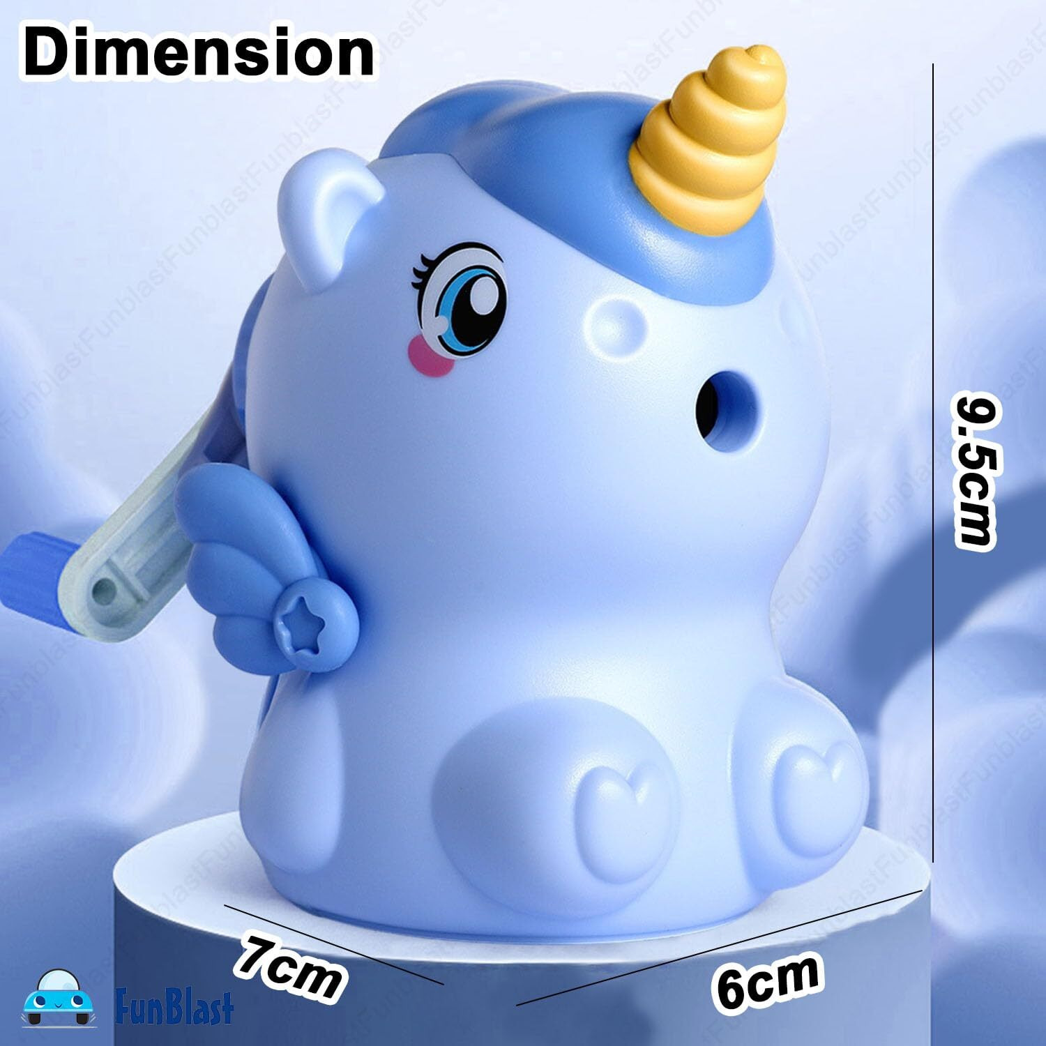 Funblast Sharpener For Kids  Unicorn Pencil Sharpener, Table Sharpener Machine, Manual Sharpeners, Birthday Return Gift, Sharpeners For School And Office (Blue)