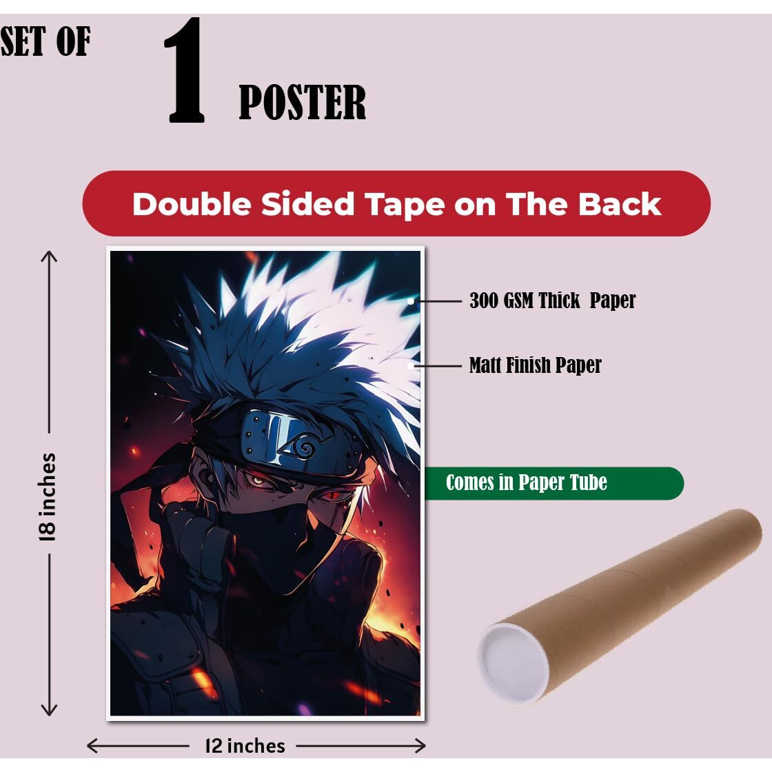 Tenorarts Kakashi Hatake Poster Naruto Anime Wall Posters With Thick 300 Gsm Matt Finish Paper (18Inches X 12Inches)