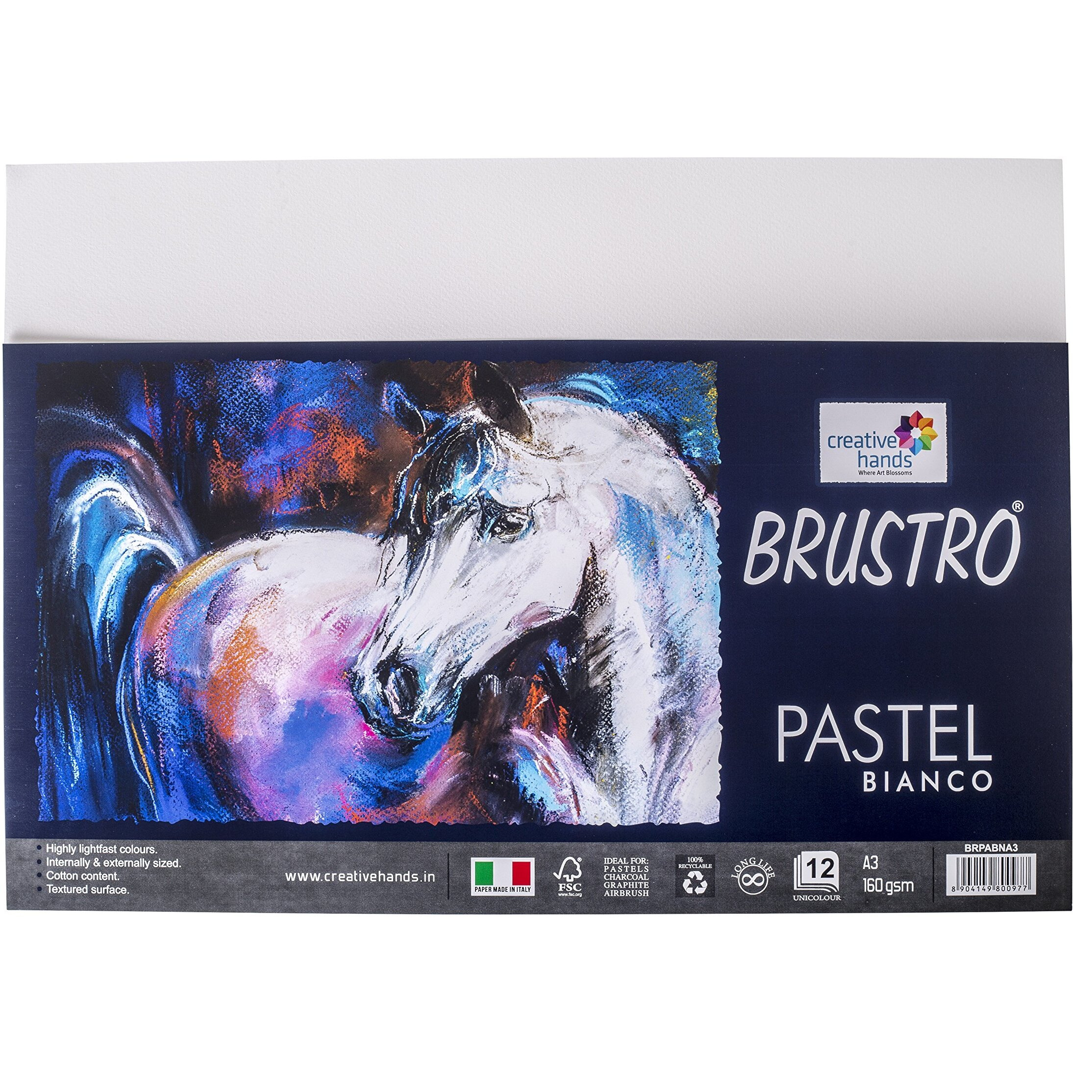 Brustro Artists Pastel Paper 160 Gsm A3 Bianco (Pack Of 12 Sheets)