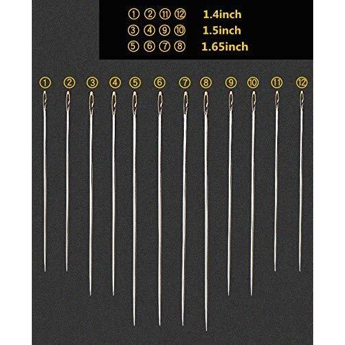Moira Self Threading Needles Pack Of 12 (Silver, 3 Different Sizes Needles Set)