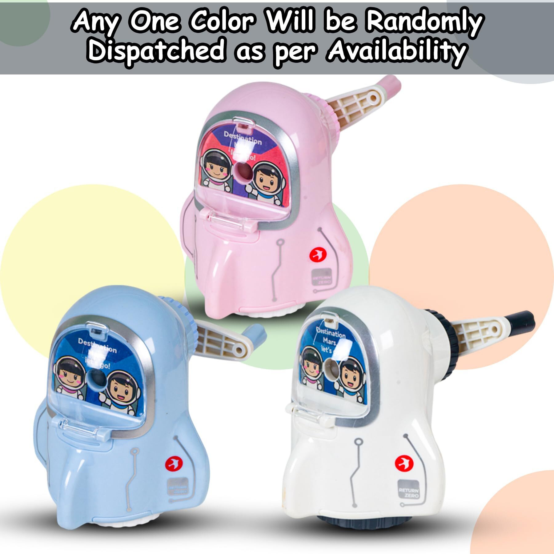 Wishkey Cute Astronaut Design Pencil Sharpener For Kids, Cool Shape Pencil Cutter, Table Top Manual Pencil Sharpener, School Stationery Gift Set For Boys And Girls, Pack Of 1 (Assorted)