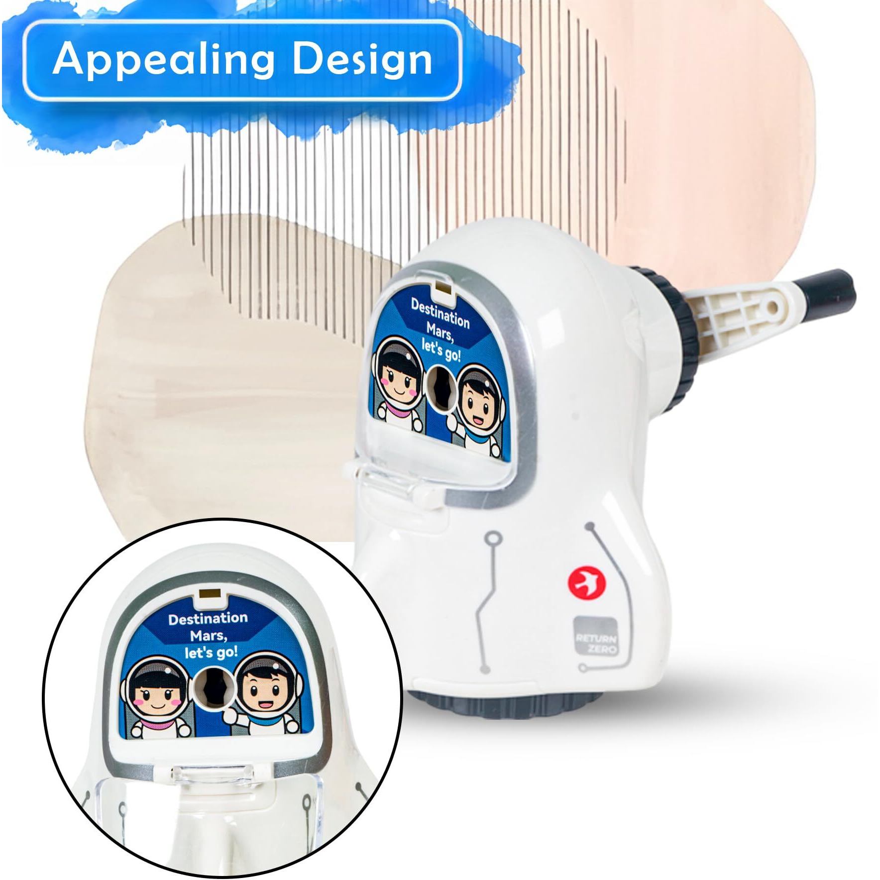 Wishkey Cute Astronaut Design Pencil Sharpener For Kids, Cool Shape Pencil Cutter, Table Top Manual Pencil Sharpener, School Stationery Gift Set For Boys And Girls, Pack Of 1 (Assorted)