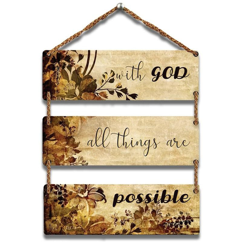 Welcome Wooden Wall Hanging Decoration Items For Home | Mdf Art For Living Room | Decorative Item For House | Modern Wood Hanger - With God All Things Are Possible