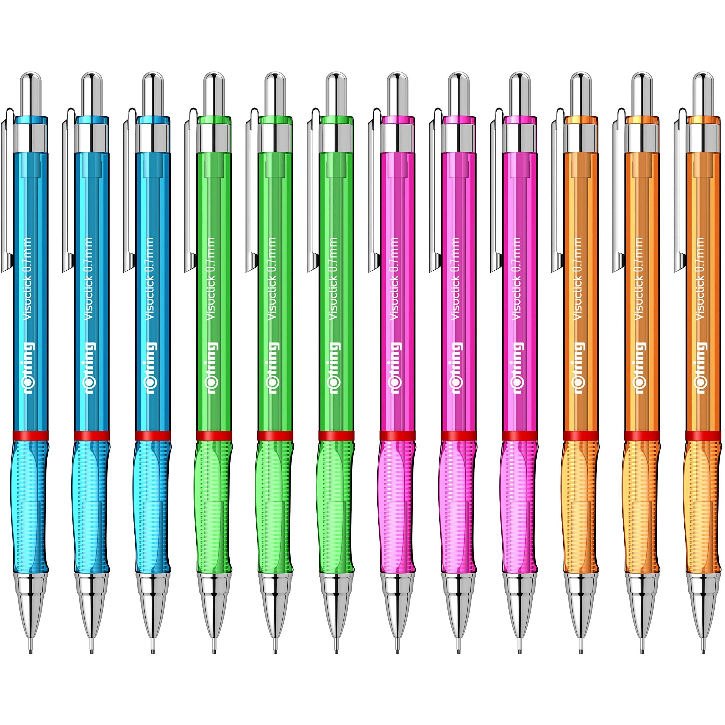 Rotring Visuclick 0.7Mm Mechanical Pencil 2B Lead Blue Orange Green Pink 3 Pieces Each Pack Of 12