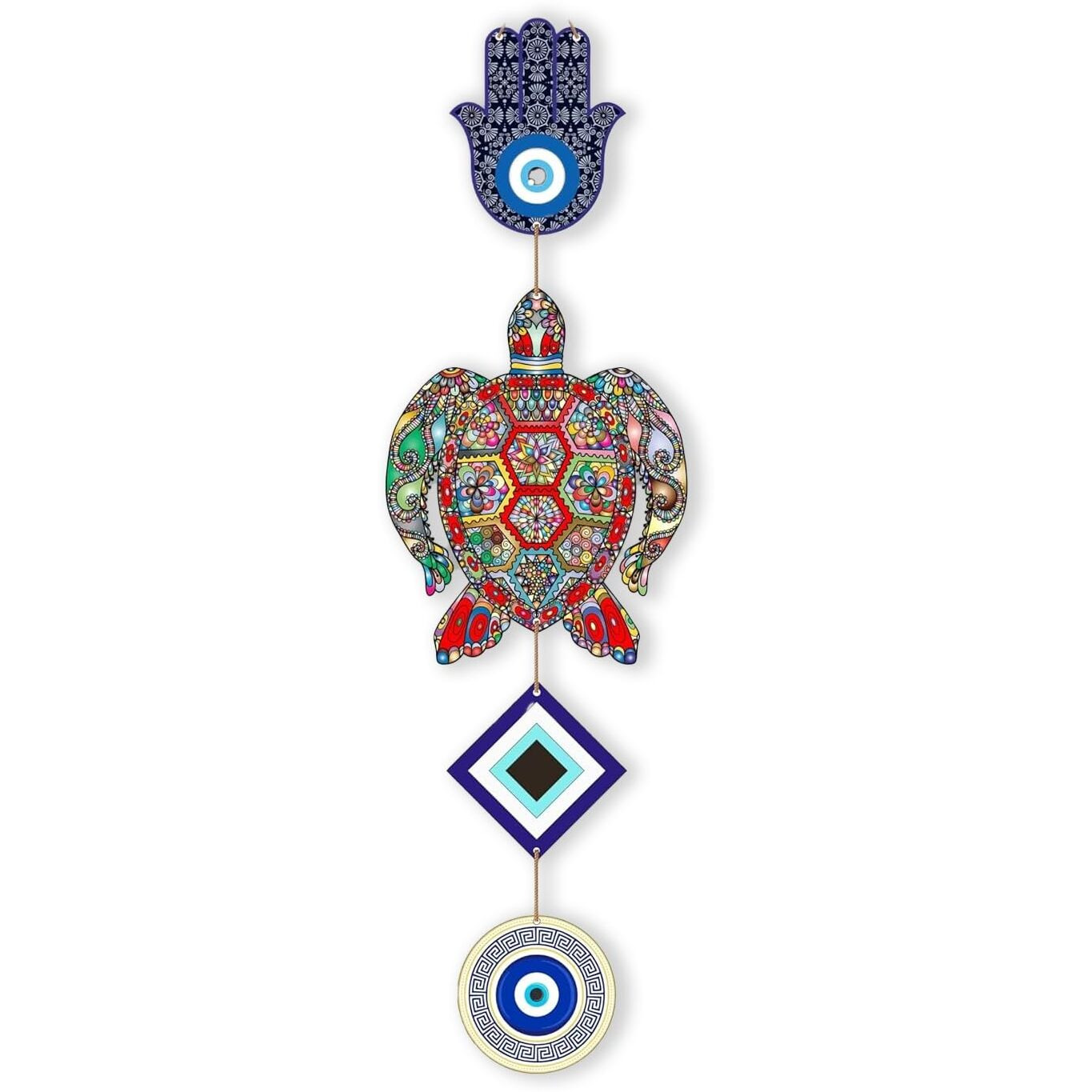 Xtore Decorative Wall Art Mdf Wooden Hanger For Living Room | Bedroom | Office | Kitchen | Evil Eye | Nazar Raksha | With Turtle For Home Decor - Pack Of 1