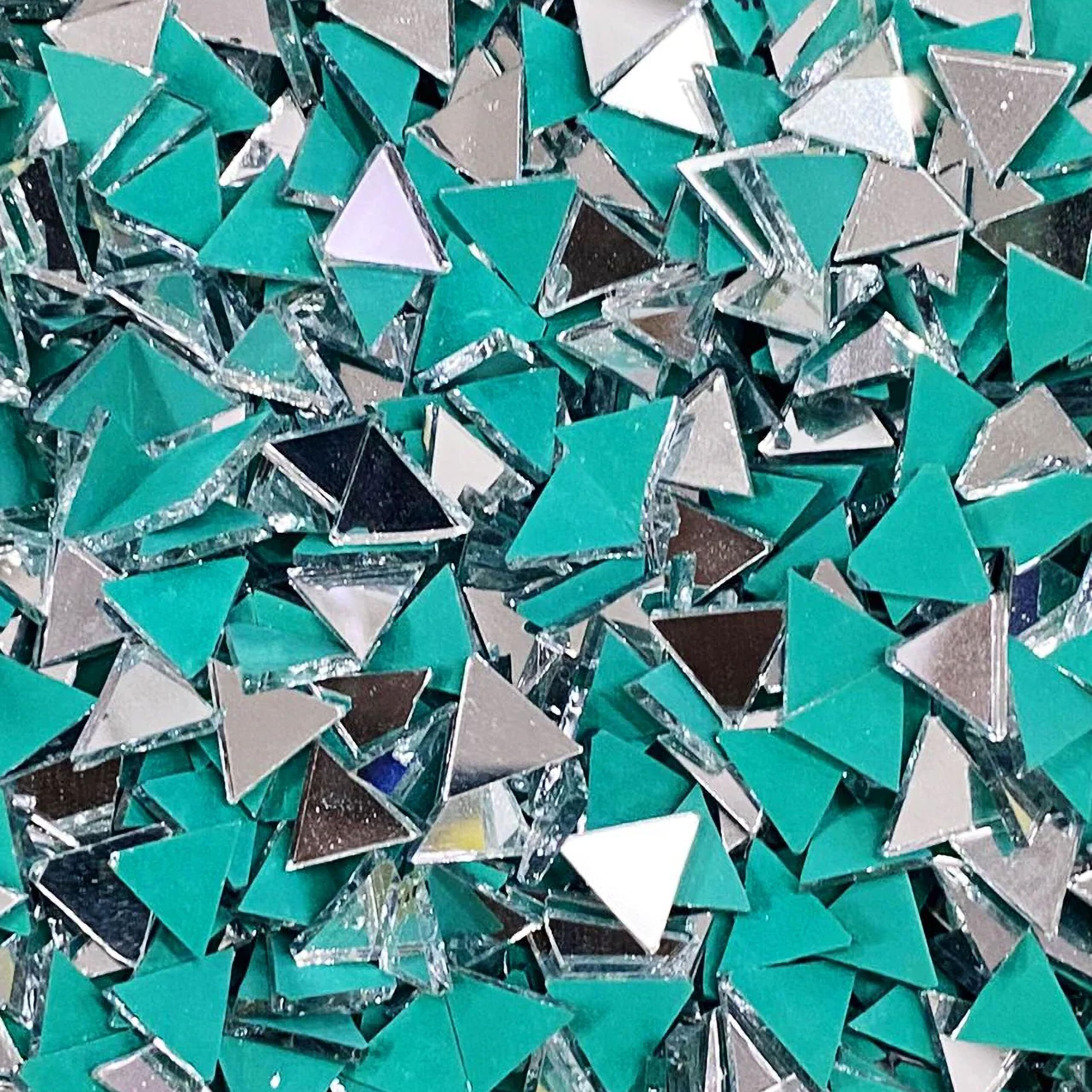 Indikonb Silver Glass Pieces For Crafts & Lippan Art | Shiny Mirror Materials For Mandala, Jewelry, And Diy Art (Triangle S)