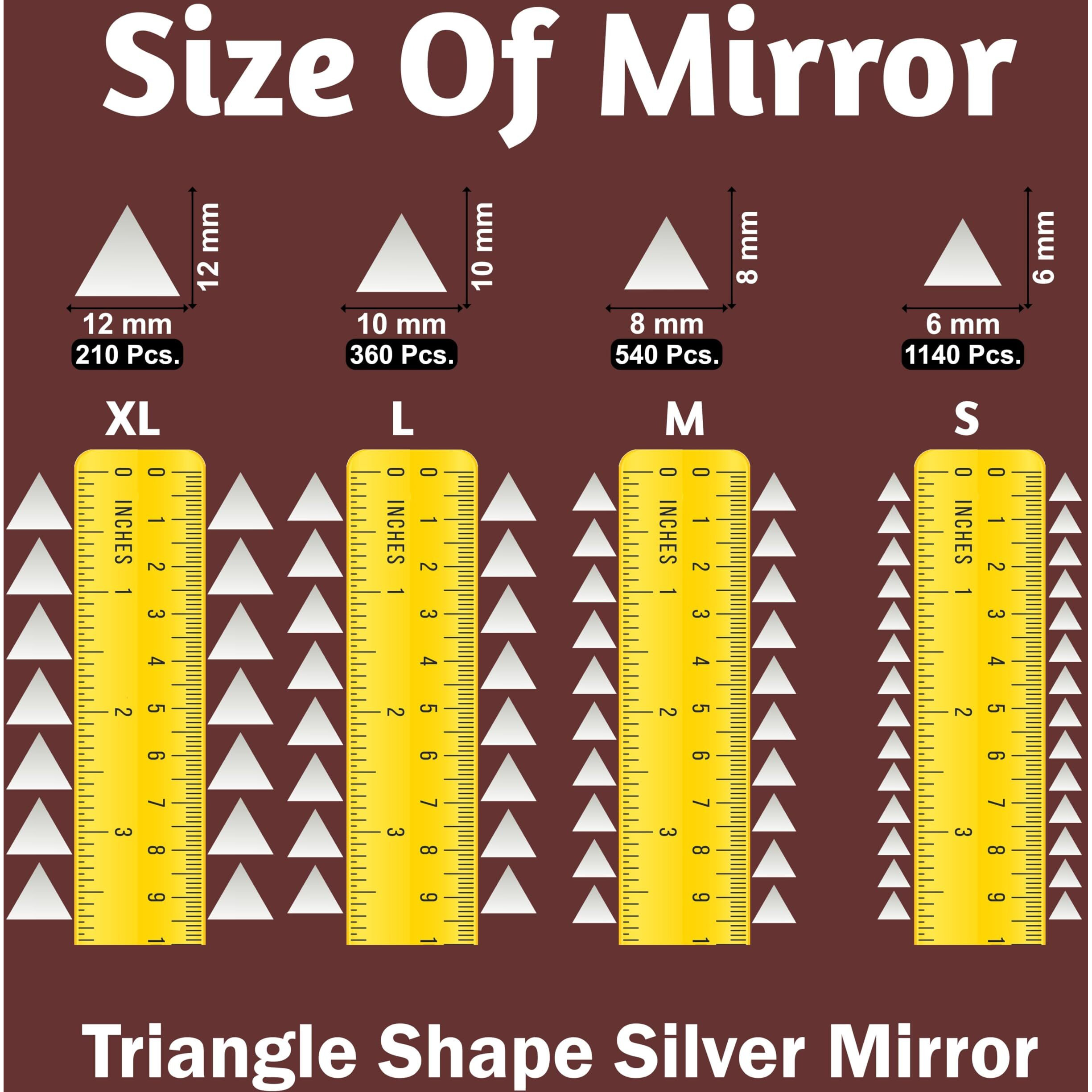 Indikonb Silver Glass Pieces For Crafts & Lippan Art | Shiny Mirror Materials For Mandala, Jewelry, And Diy Art (Triangle S)