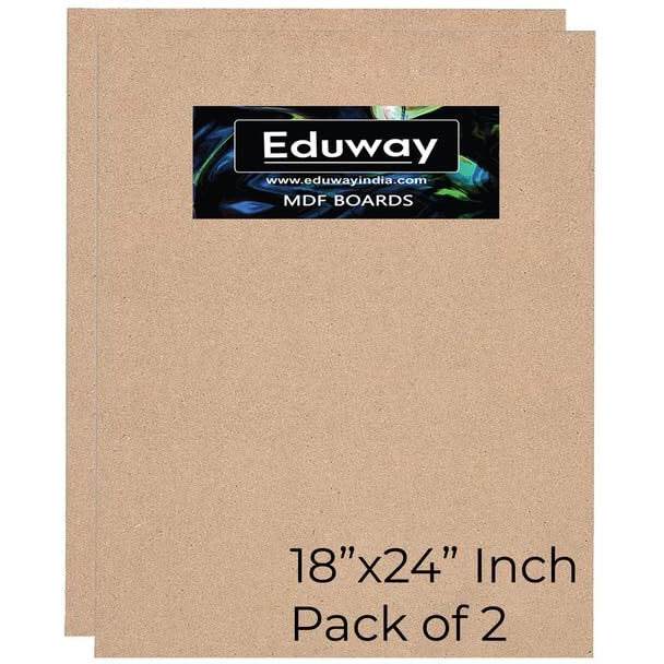 Eduway A2 18X24 Inch Mdf Board Wood Sheet For Mandala , Lippan, Resin Art & Craft, 4Mm Thick, Pack Of 2 - Premium Cardboard Material For Artists, Art And Craft Students - Hard Cutout In Small And Large Sizes (45X60 Cms)