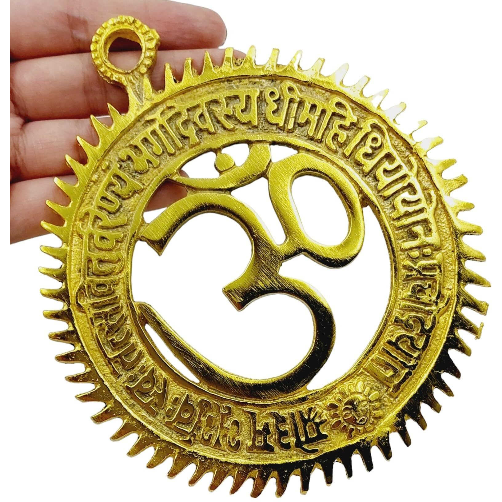 Art Flaunts Om Gayatri Mantra Wall Hanging Home Decor Items For Main Entrance Door Decoration Showpiece, Golden