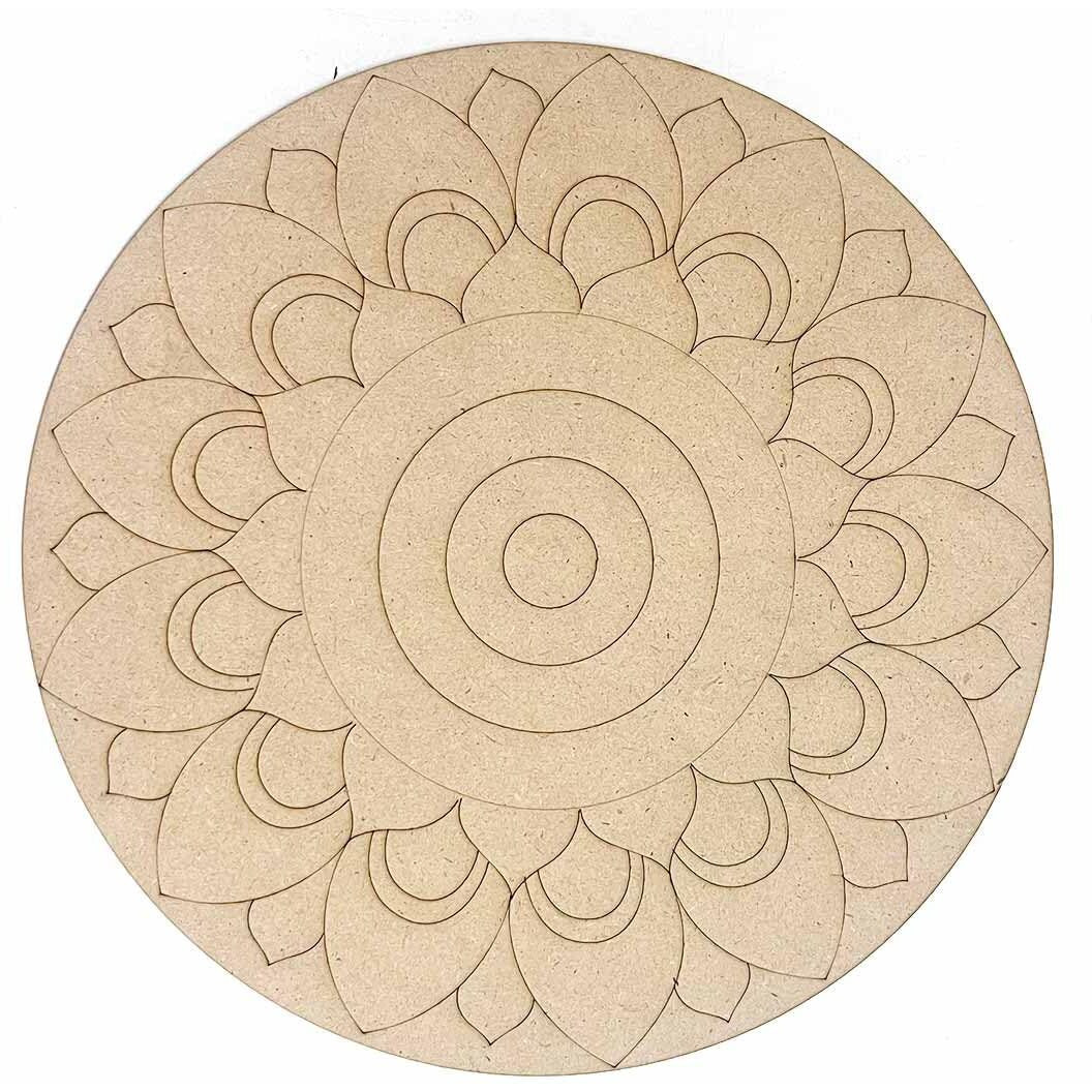 Adikala Engraved Mandala Mdf Boards For Art And Craft | For Decorations, Festival Gift, Wall Decorations 3.5 Thickness 12 Inch (30.48Cm) Unfinished Mandala Art Tools Kit For Lippan Art (Md 4)