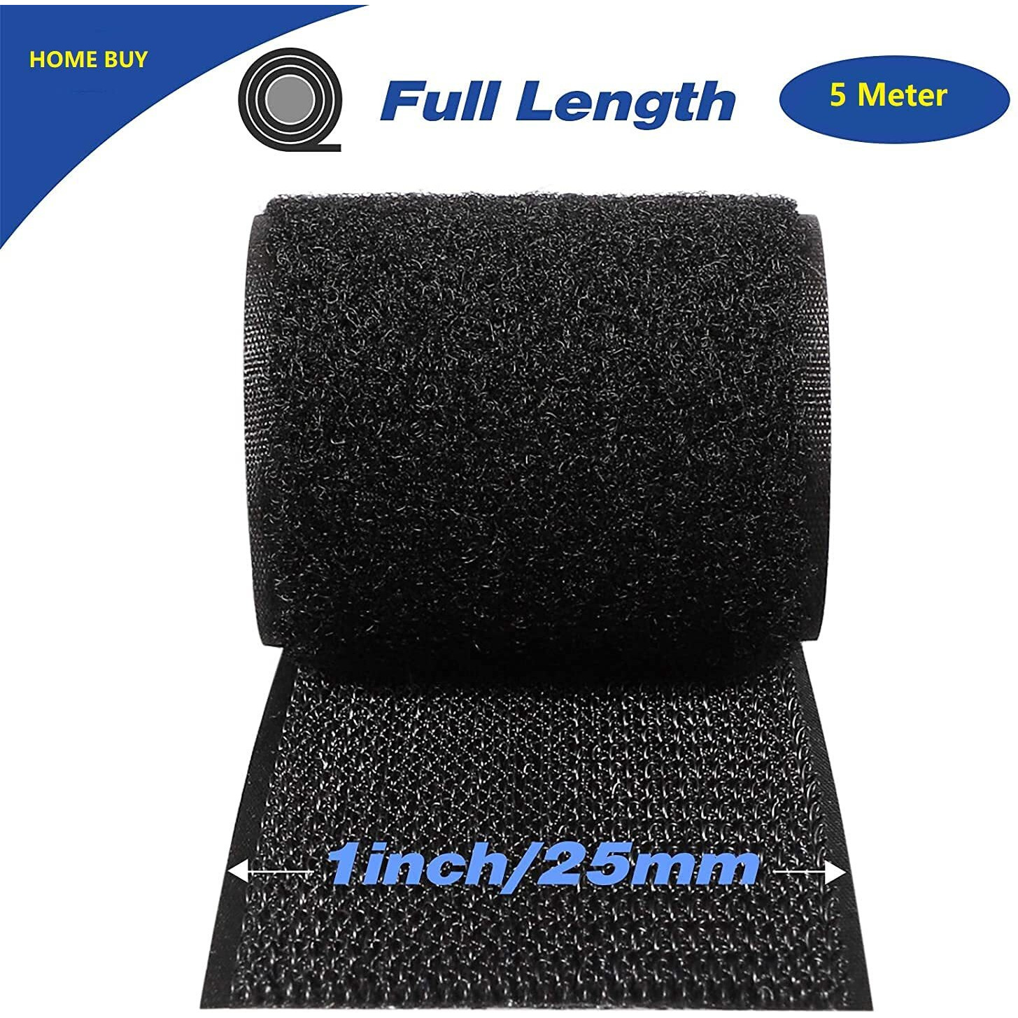 Home Buy Interlocking Tapes Hook & Loop Tapes - Tape Strip For Mosquito Net Window Clothes Sticking Tape Adhesive Strips Tape For Picture And Tools Hanging Pedal Board Fastening (5M, 25Mm, Black)
