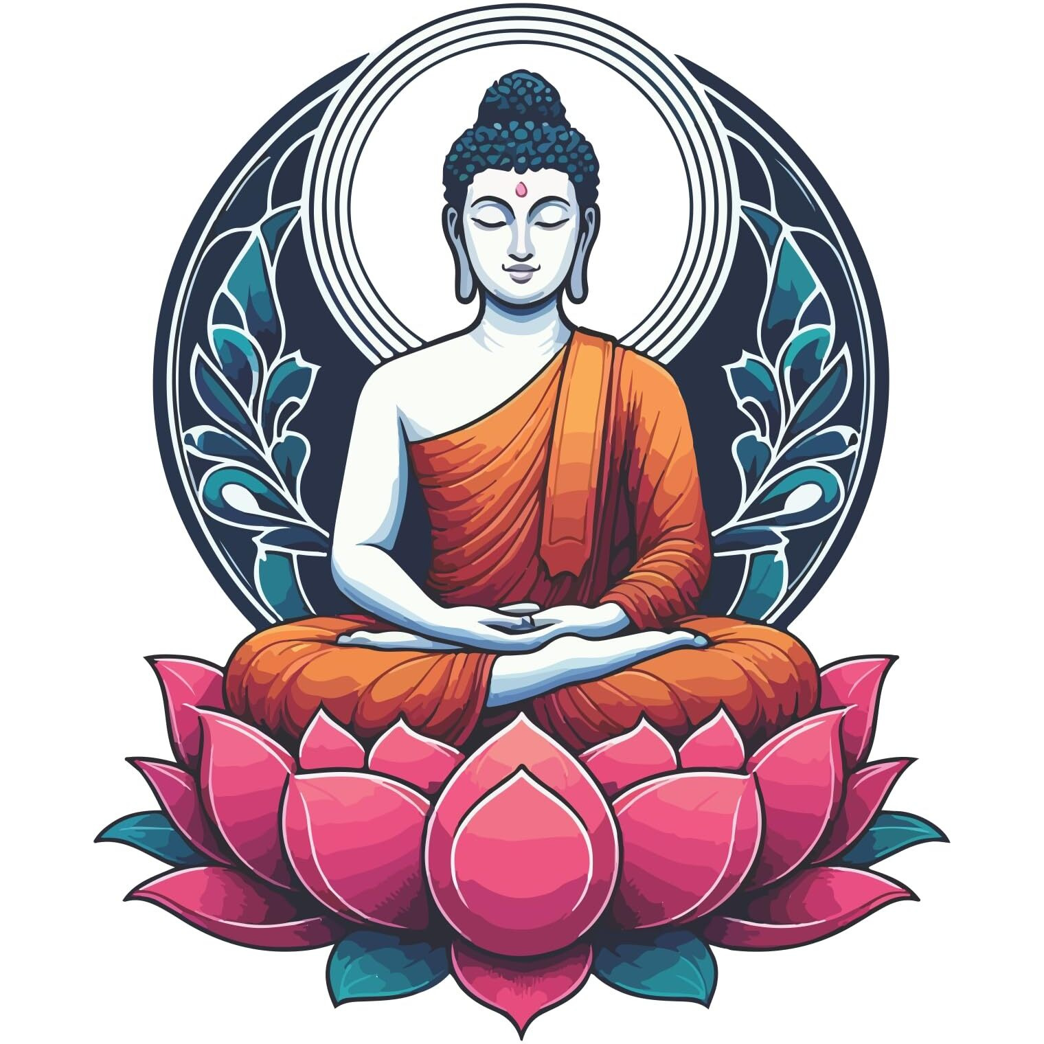 Creativeedge Sitting Buddha Crossed Legs With Lotus Flower Multicolor Decorative Wall Sticker For Pooja Room, Livingroom, Bedroom, Office, Kidsroom (45 Cm X 55 Cm)