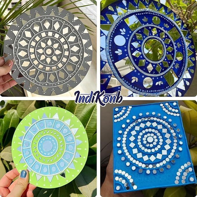 Aditya Creation Diamond Shape Mirror Kit For Art And Craft Work, Lippan, Decoration, Jewellery,Embroidery Work (Total- 1000 Pcs Of 1Cm)+ Glue Cone Free,