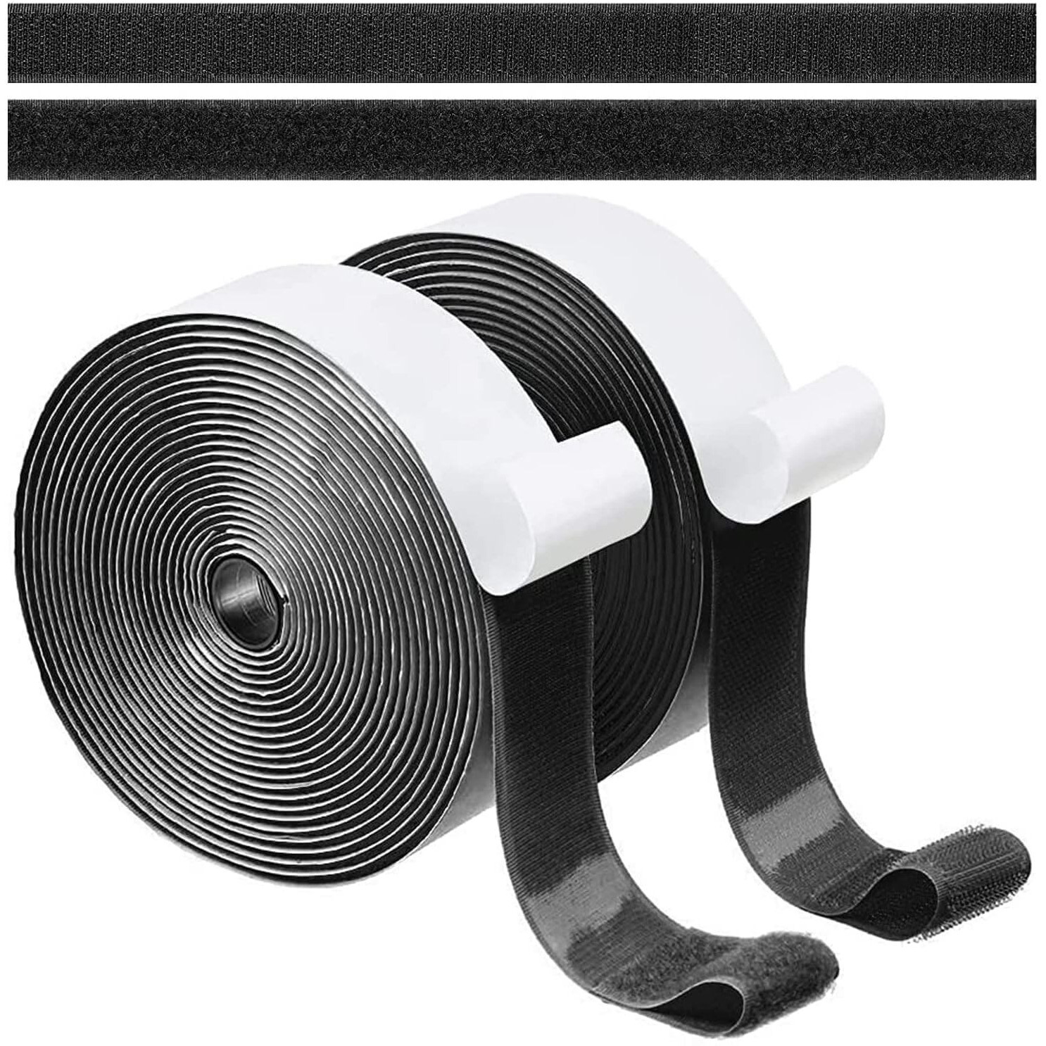 Amazon Brand  Eono Self-Adhesive Hook And Loop Tape Sticky Back Fastener Roll Nylon Heavy Duty Velcro Strips Fastener For Home, Office, School Crafting Organization (2.5Cm X 400Cm Black)