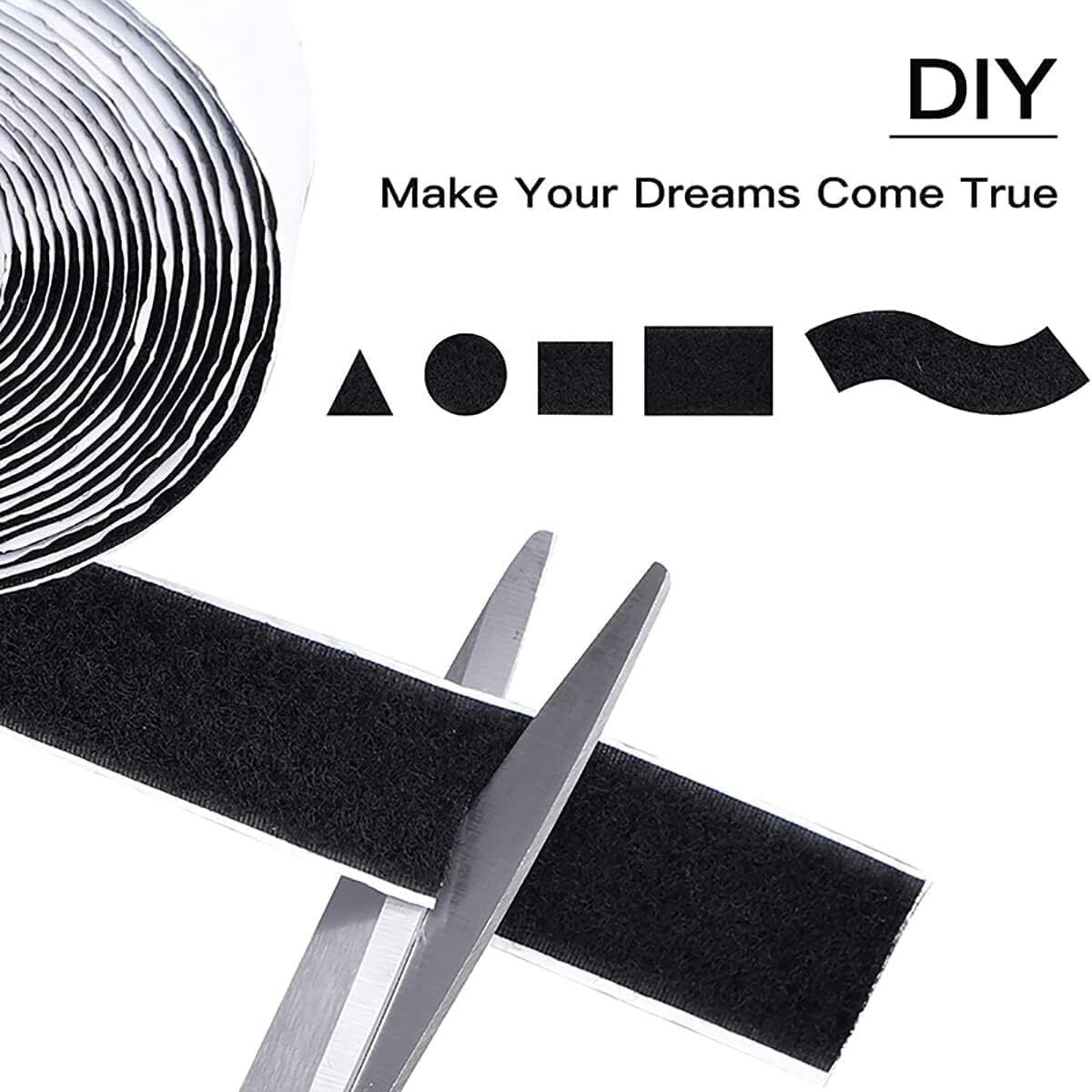 Amazon Brand  Eono Self-Adhesive Hook And Loop Tape Sticky Back Fastener Roll Nylon Heavy Duty Velcro Strips Fastener For Home, Office, School Crafting Organization (2.5Cm X 400Cm Black)