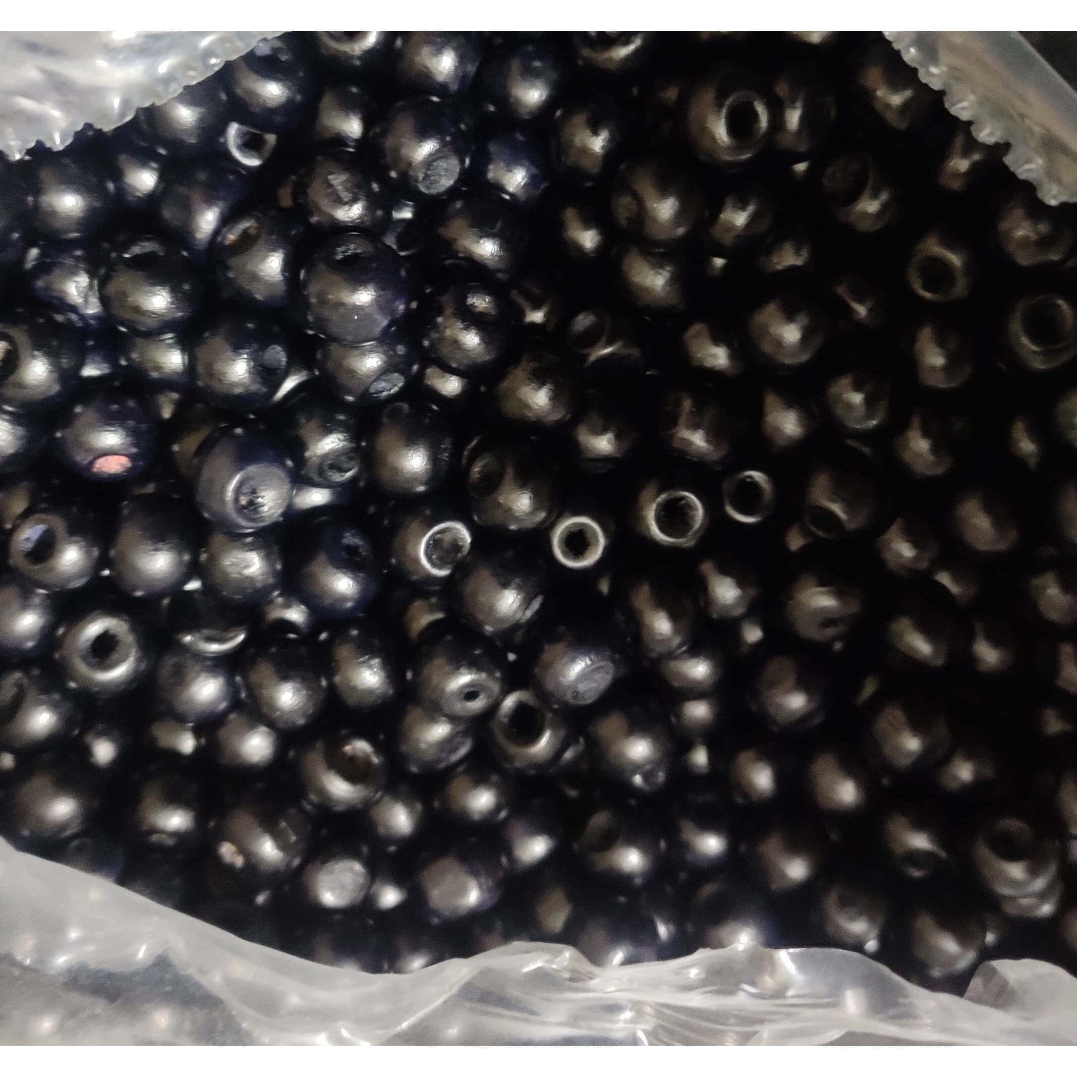 Omx Black Colour, Round Wooden Beads 10 Mm For Jewellery Making, Beading & Art Craft Work, (1000 Pc, 300 Gram)