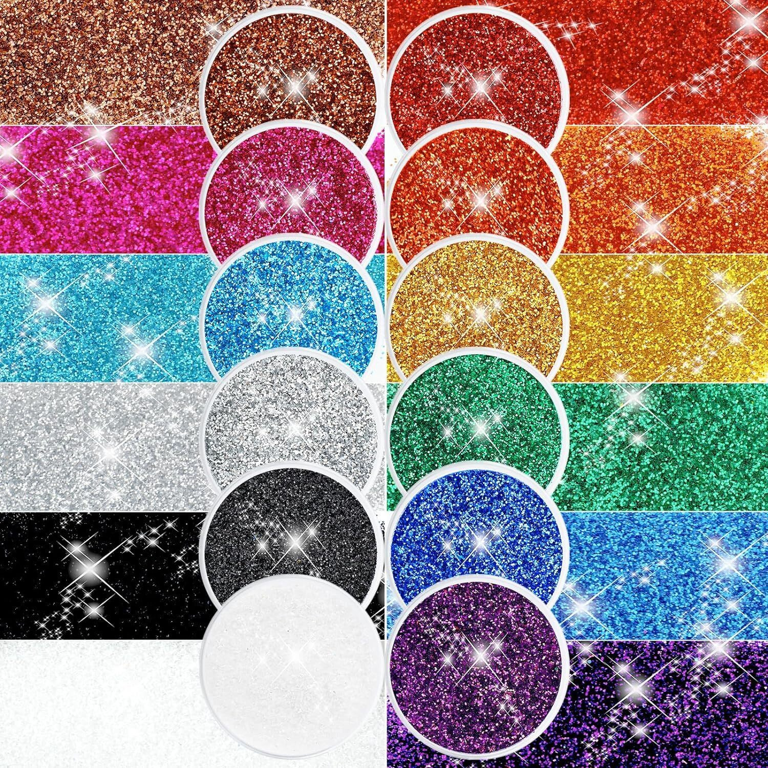 Mahir 12 Colors Glitters, Colorful Glitter Set For Nail, Iridescent Nail Art Fine Glitter, 12 Jars 5G Each Glitter Set, Body & Face Glitter For Festival, Makeup.