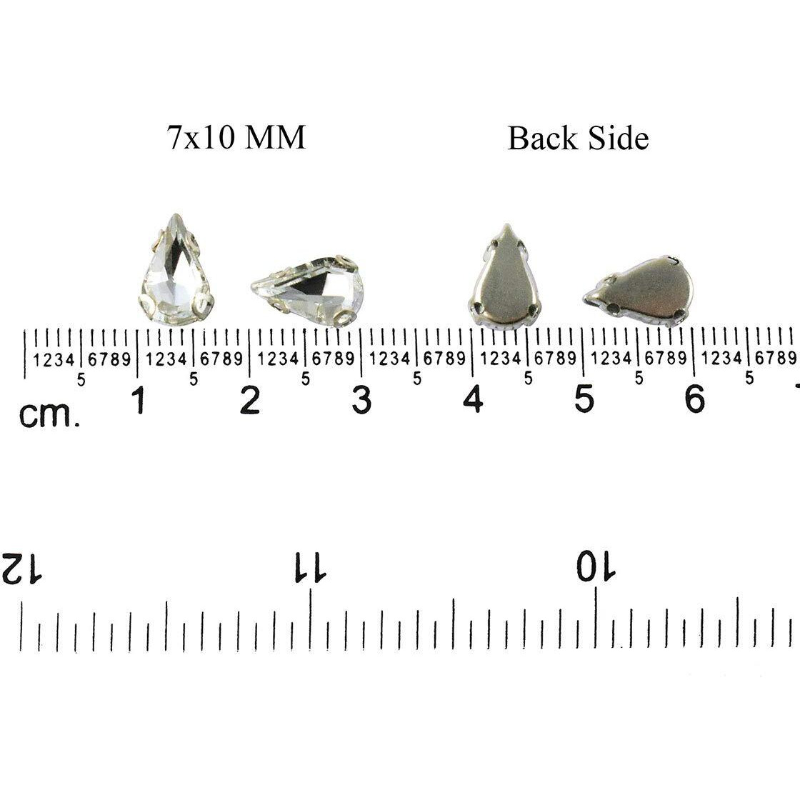 Embroiderymaterial Sew On Glass Crystal Rhinestones With D Shape Claws For Fabric, Craft, Embroidery, Sewing And Jewellery Making (7 * 10Mm, Silver, Teardrop, 48 Pieces)