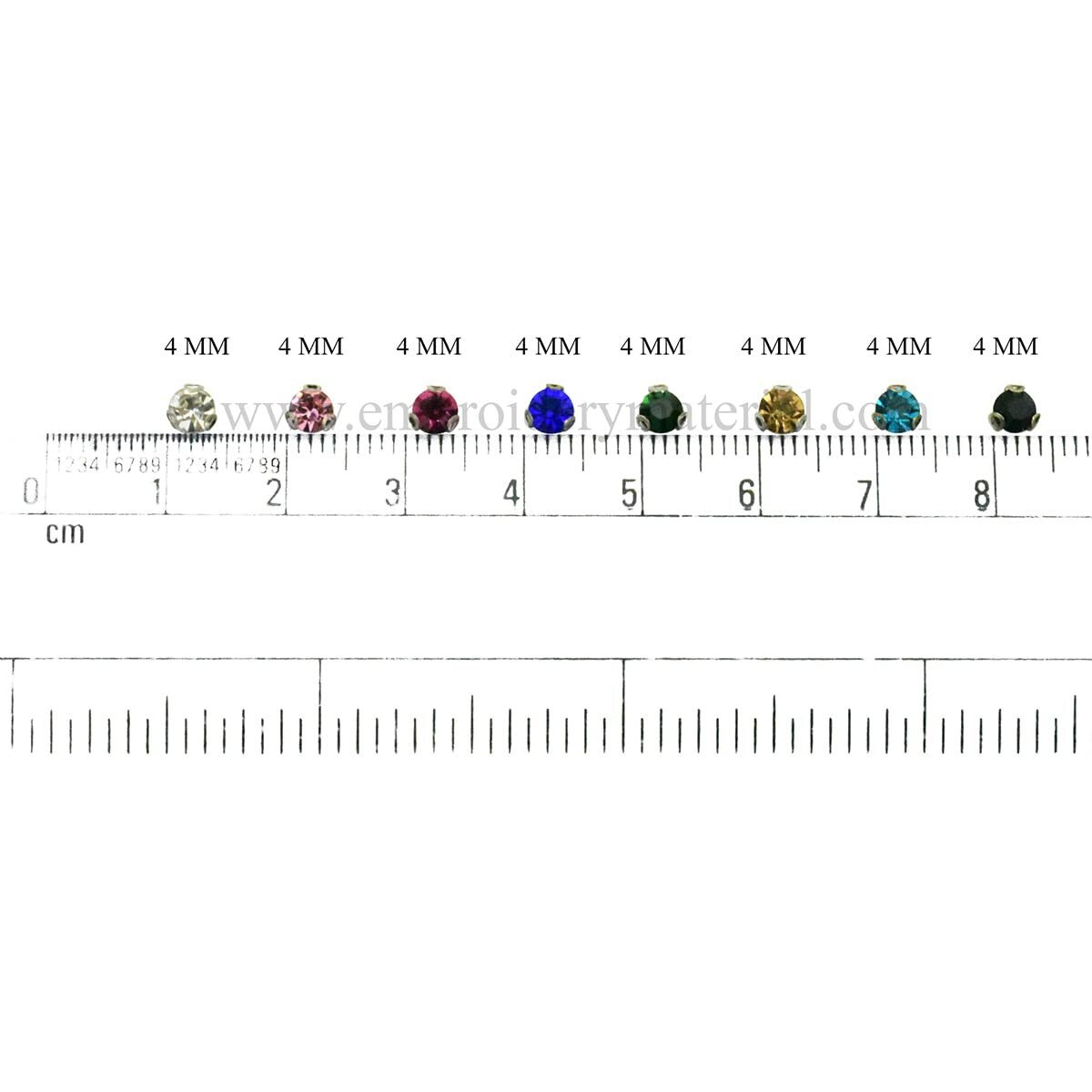 Embroiderymaterial Rhinestones Montees Mix In Brass Setting, 16Ss Sew On Crystals, 8 Colors, 576 Pieces