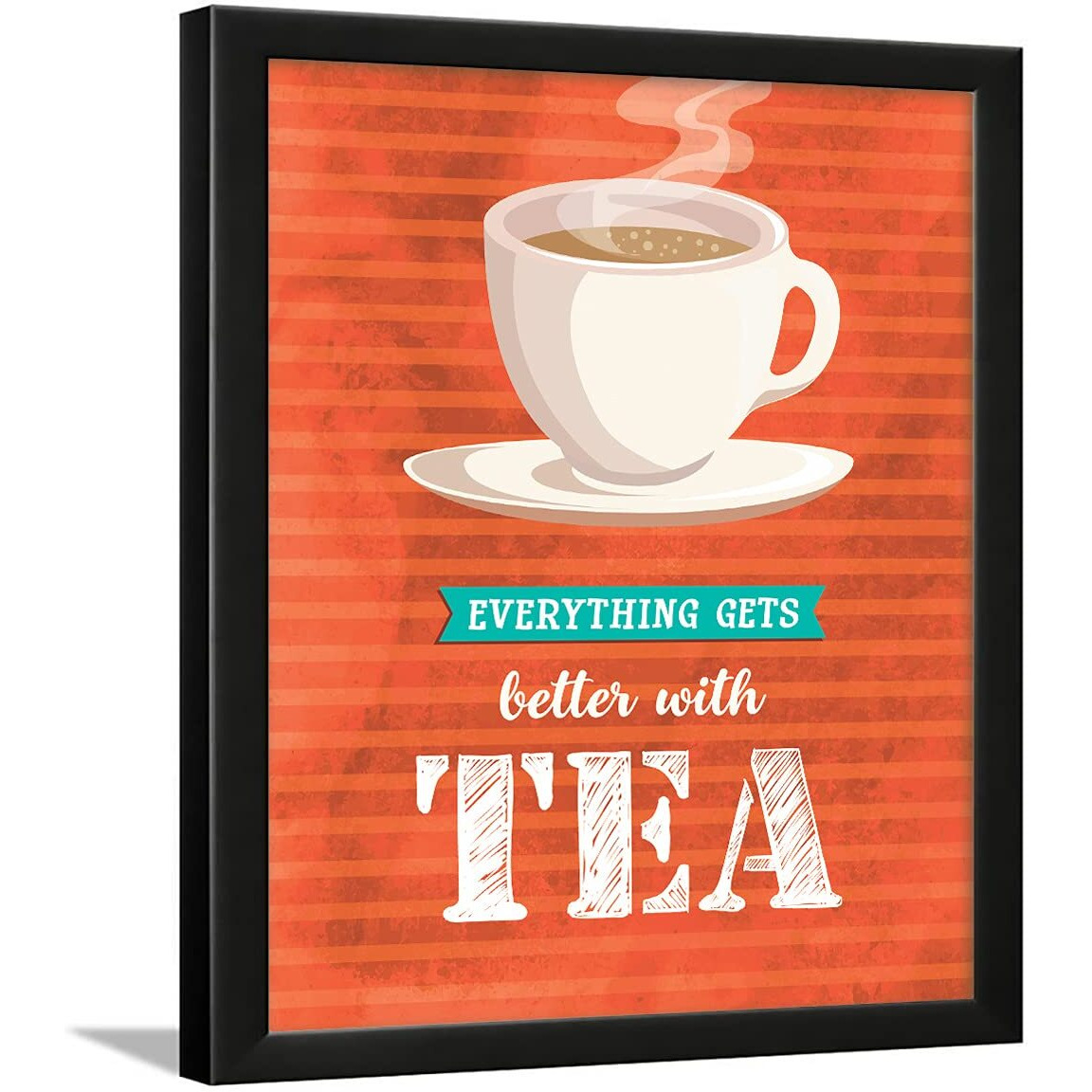 Chaka Chaundh  Tea Quotes Wall Frames - Tea Quotes Frames - Kitchen Quotes Frames - Tea Poster Framed - Dining Quotes Frame - (14 X 11 Inches) (Every Things Get Better - Red)