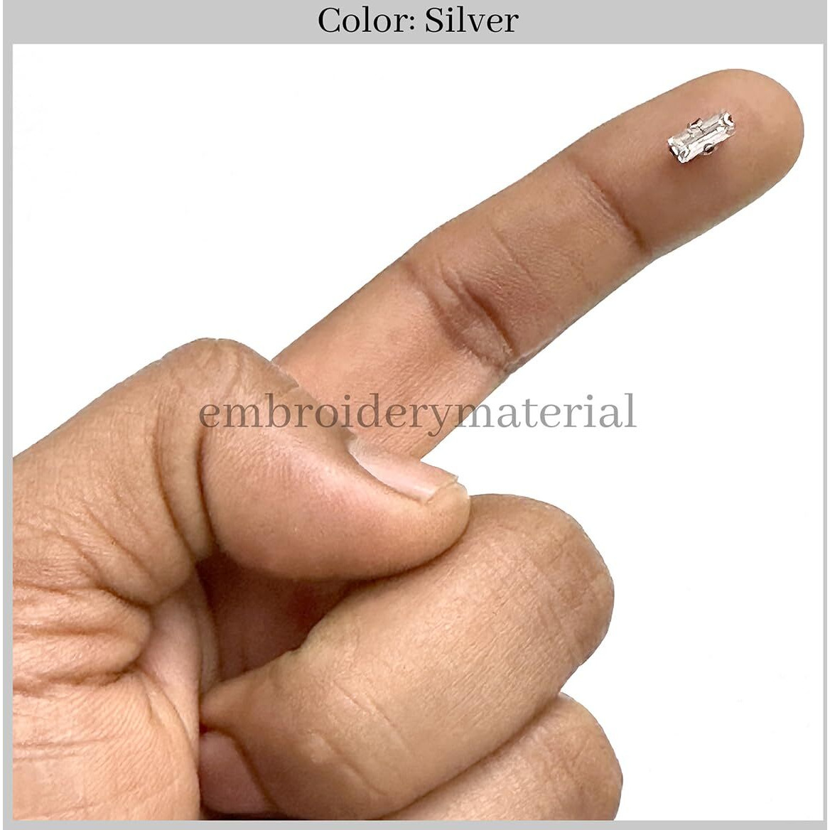 Embroiderymaterial Sew On Crystal Glass Stones/Rhinestone For Craft, Embroidery, Jewellery Making, Dresses, Embellishments, Bracelet Making (3 * 7Mm, Rectangle Shape, Silver, 144 Pieces)