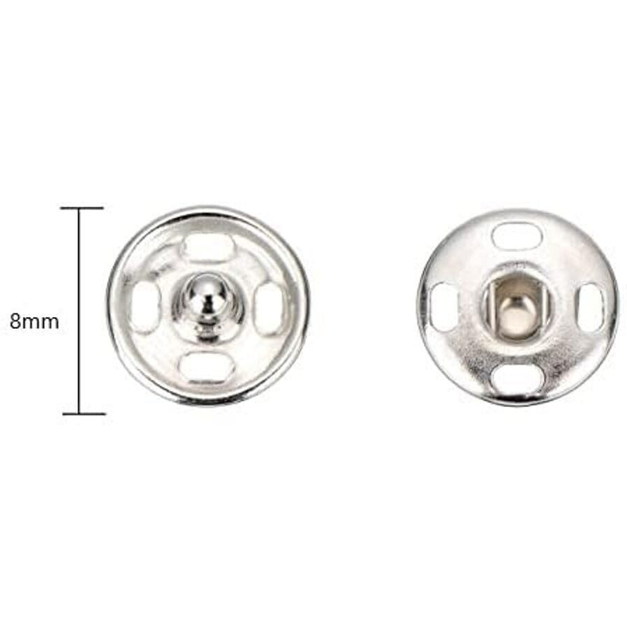 On Blow (Pack Of 200) Sew-On Snap Buttons Metal Rust Proof Snap Fastener Buttons For Sewing Clothing (Size 1) 8 Mm